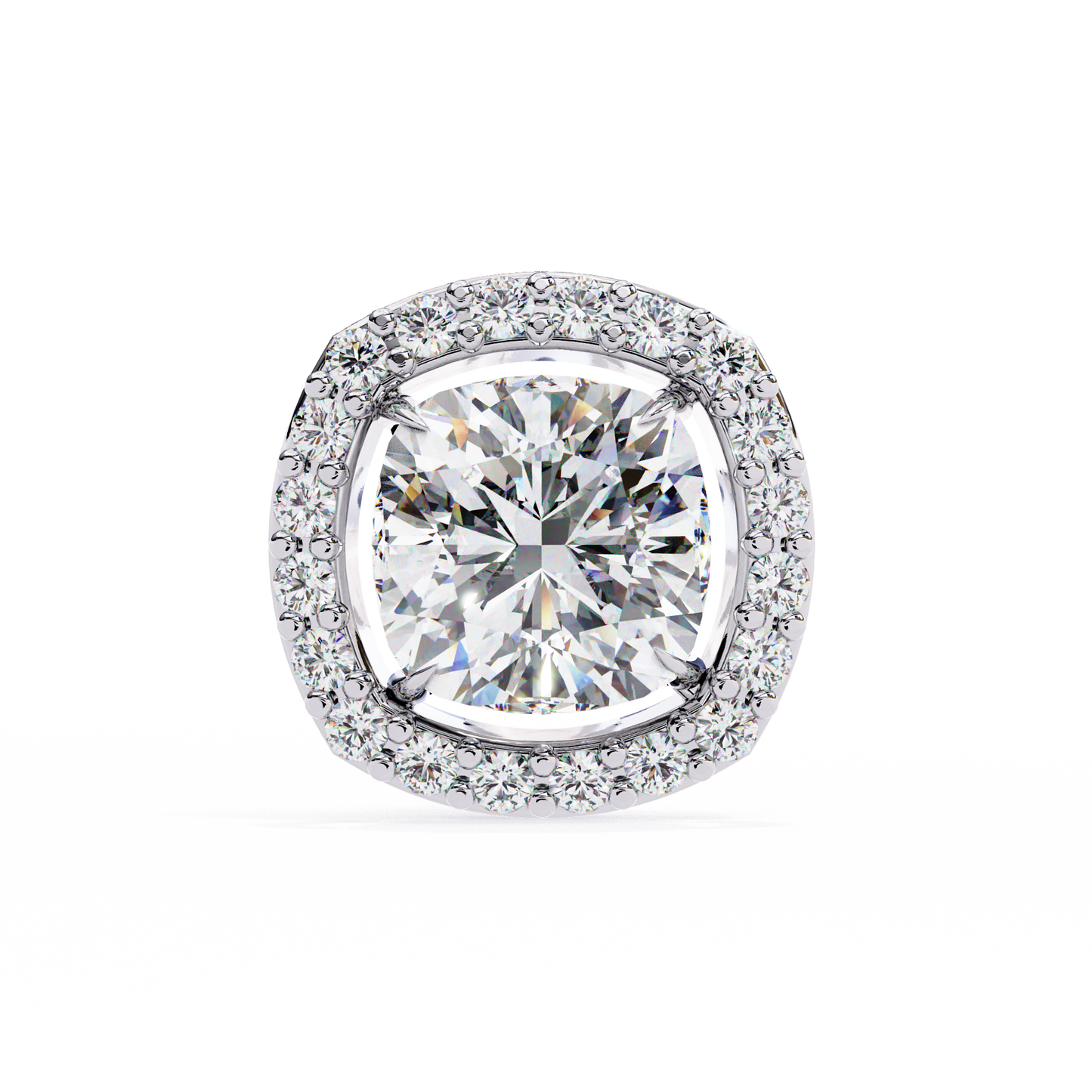serene cushion halo lab grown diamond studs