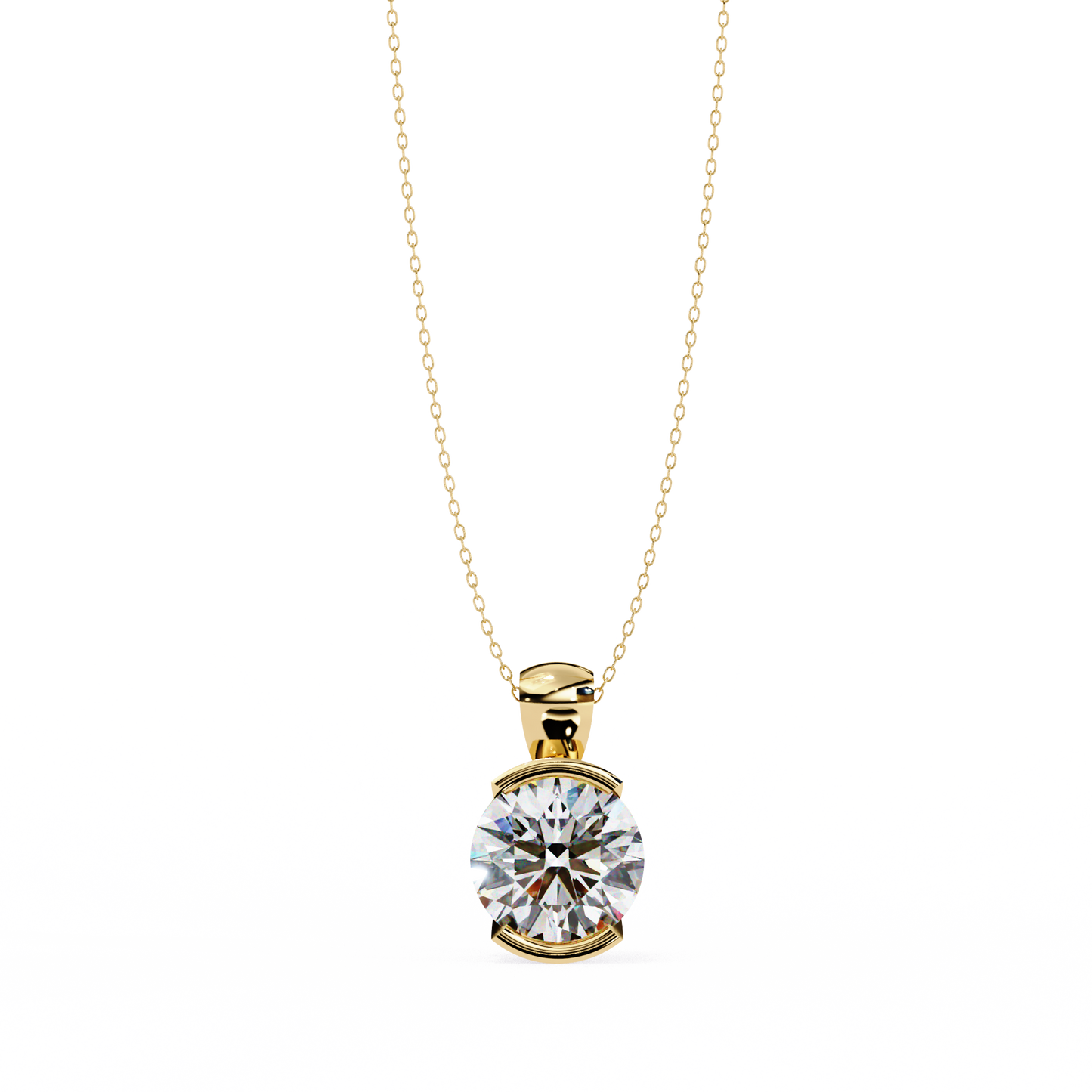 solara bezel round lab grown diamond pendant