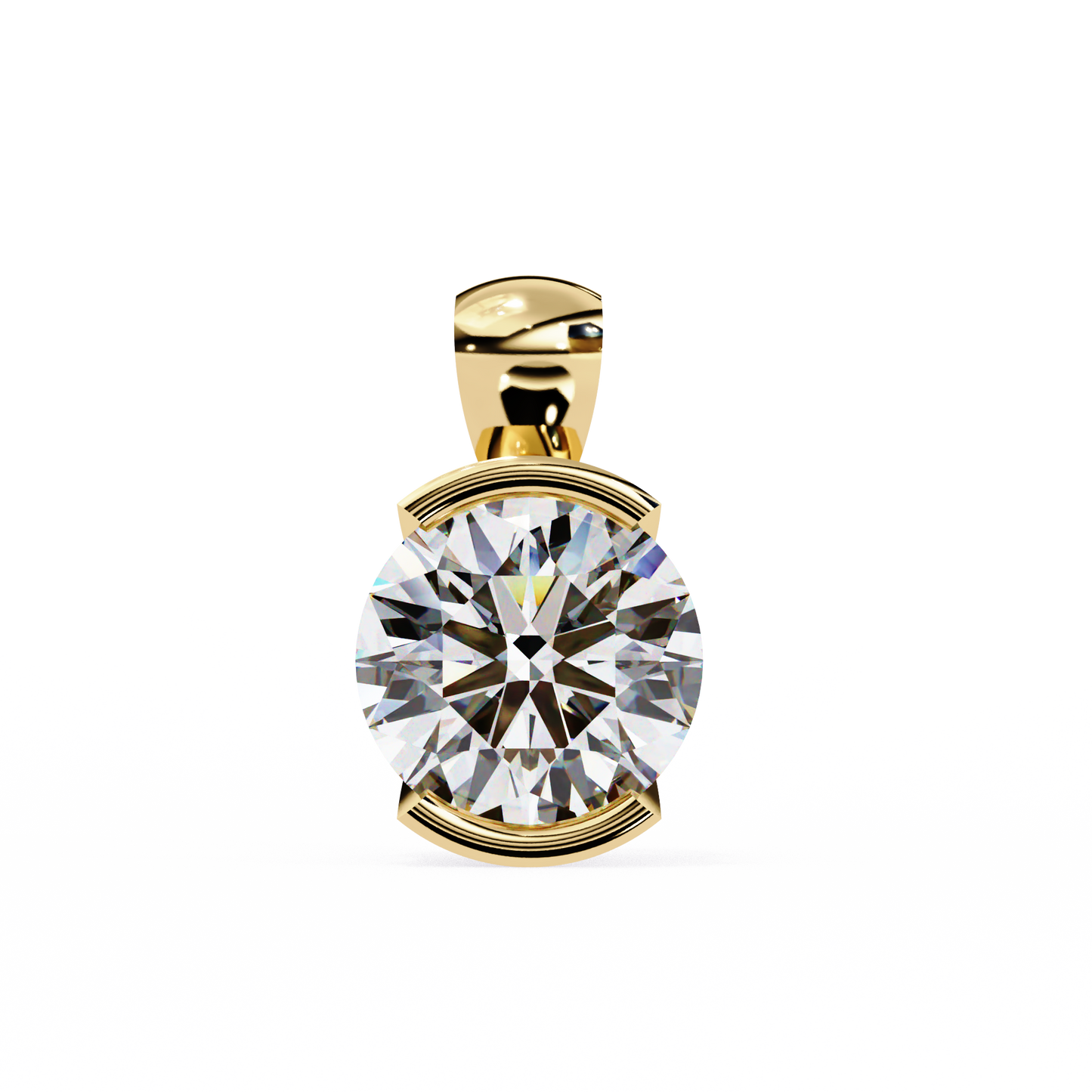 solara bezel round lab grown diamond pendant