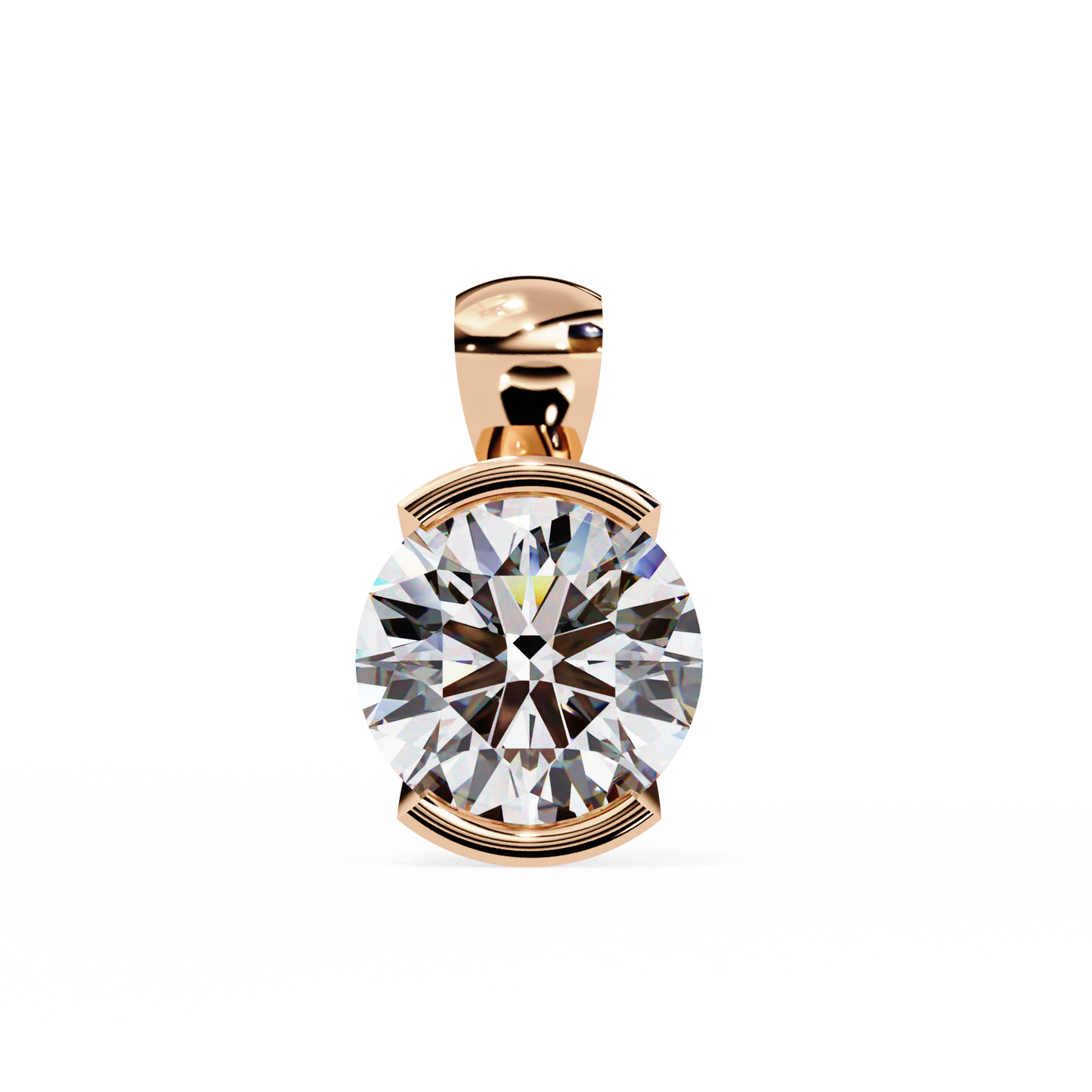 solara bezel round lab grown diamond pendant