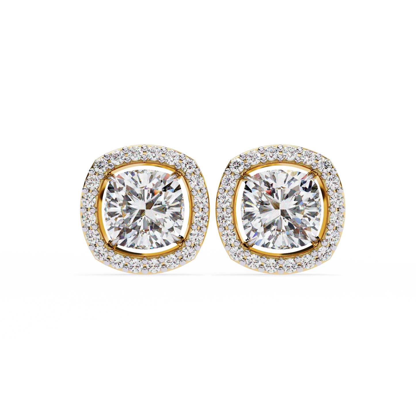 serene cushion halo lab grown diamond studs