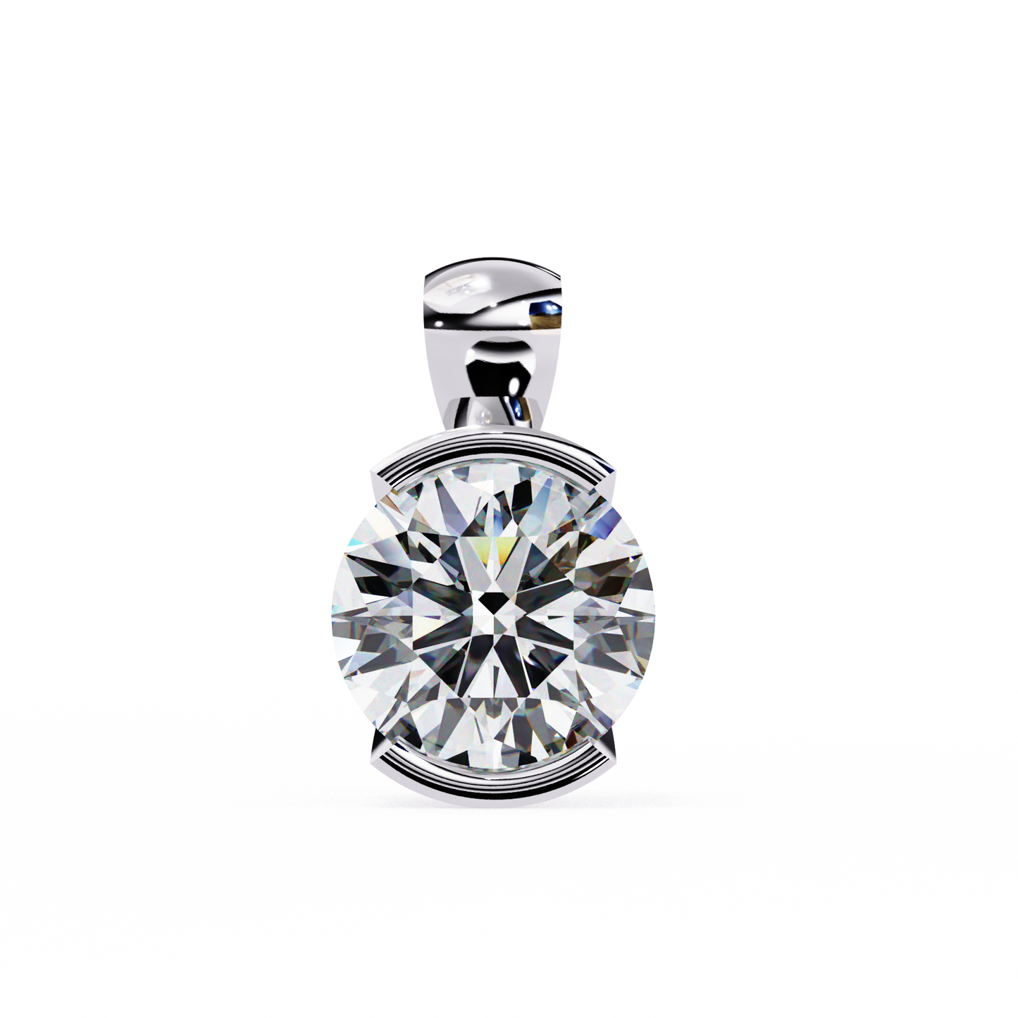 solara bezel round lab grown diamond pendant