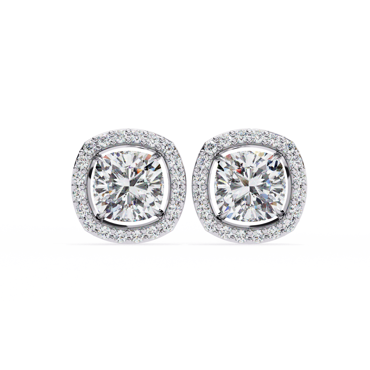 serene cushion halo lab grown diamond studs