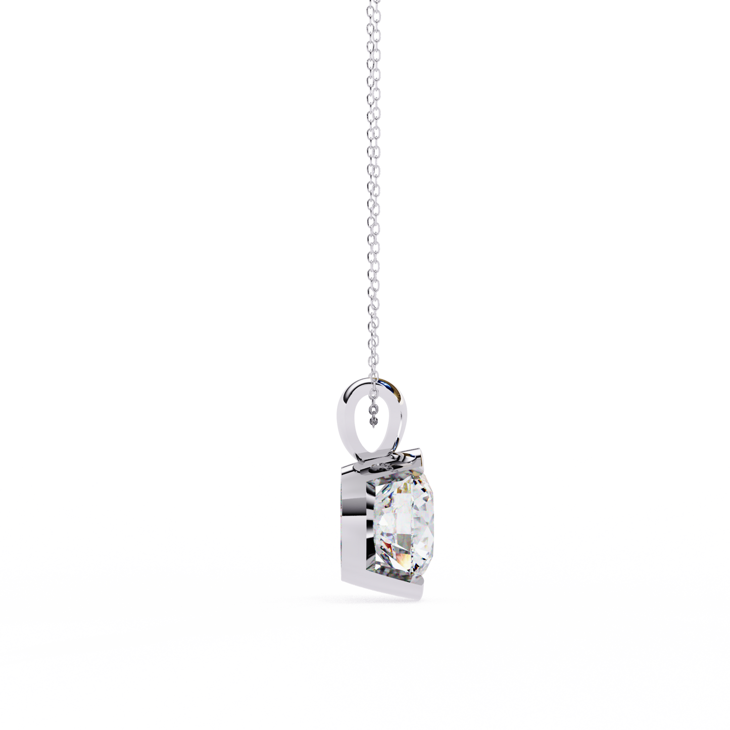 solara bezel round lab grown diamond pendant