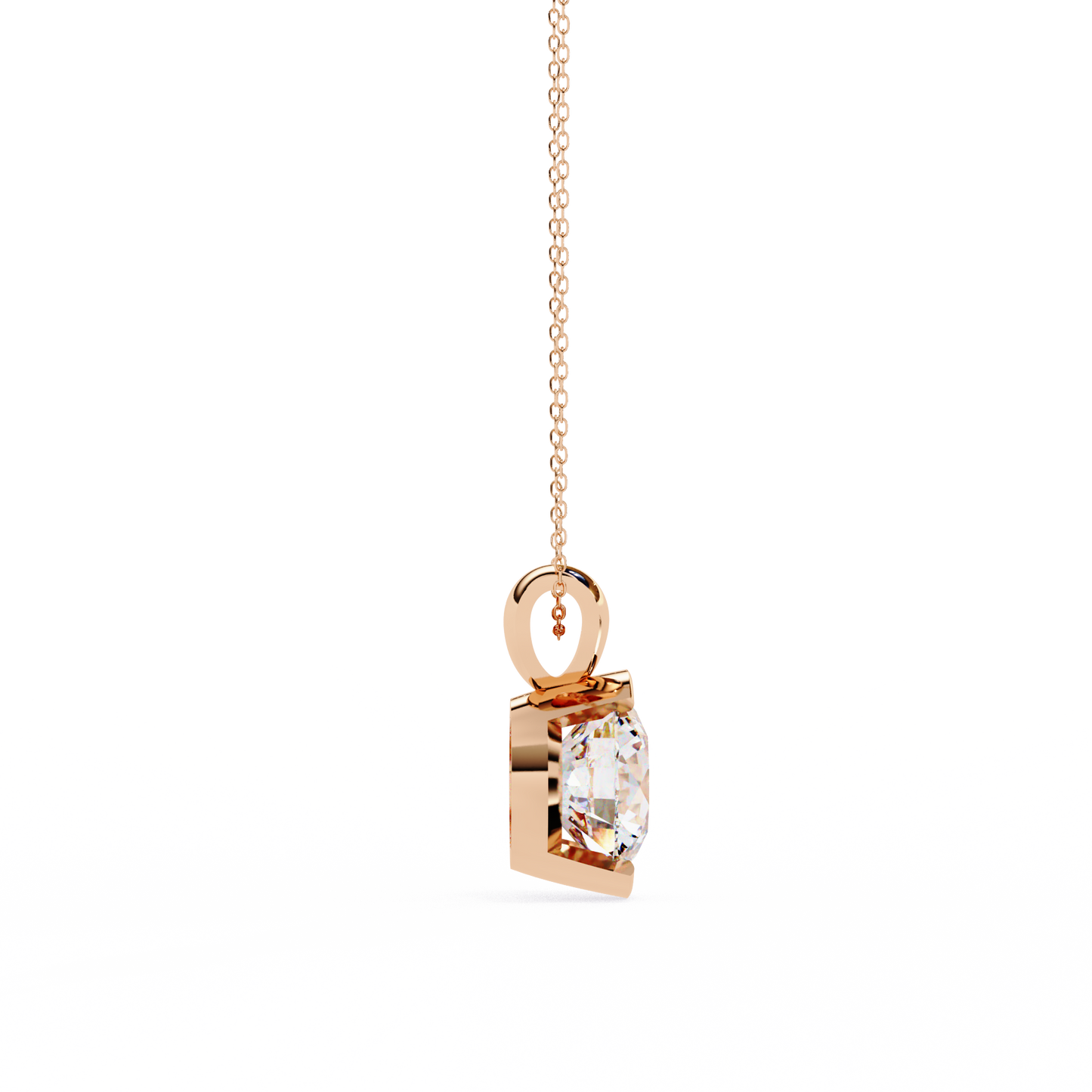 solara bezel round lab grown diamond pendant