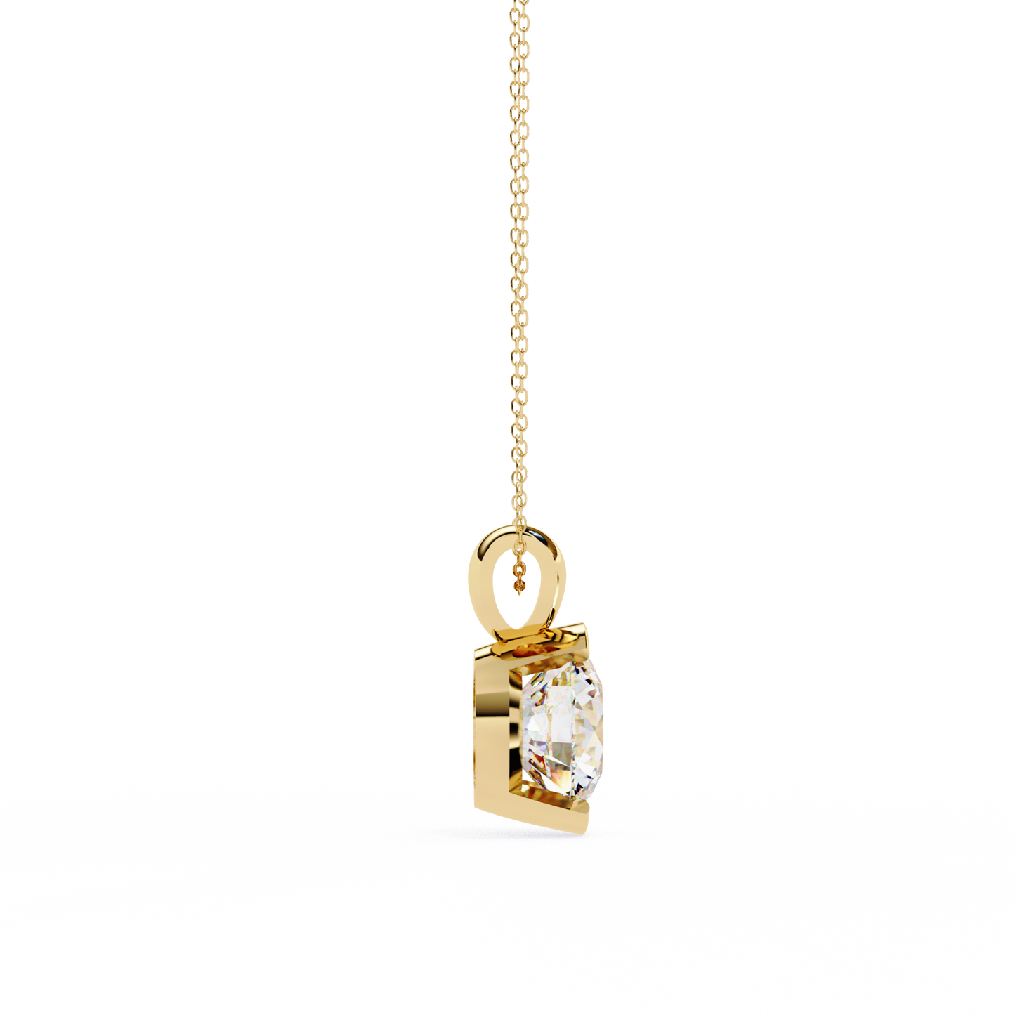 solara bezel round lab grown diamond pendant