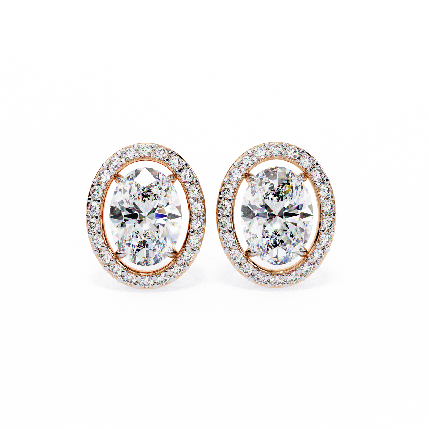 elysia oval halo lab grown diamond studs