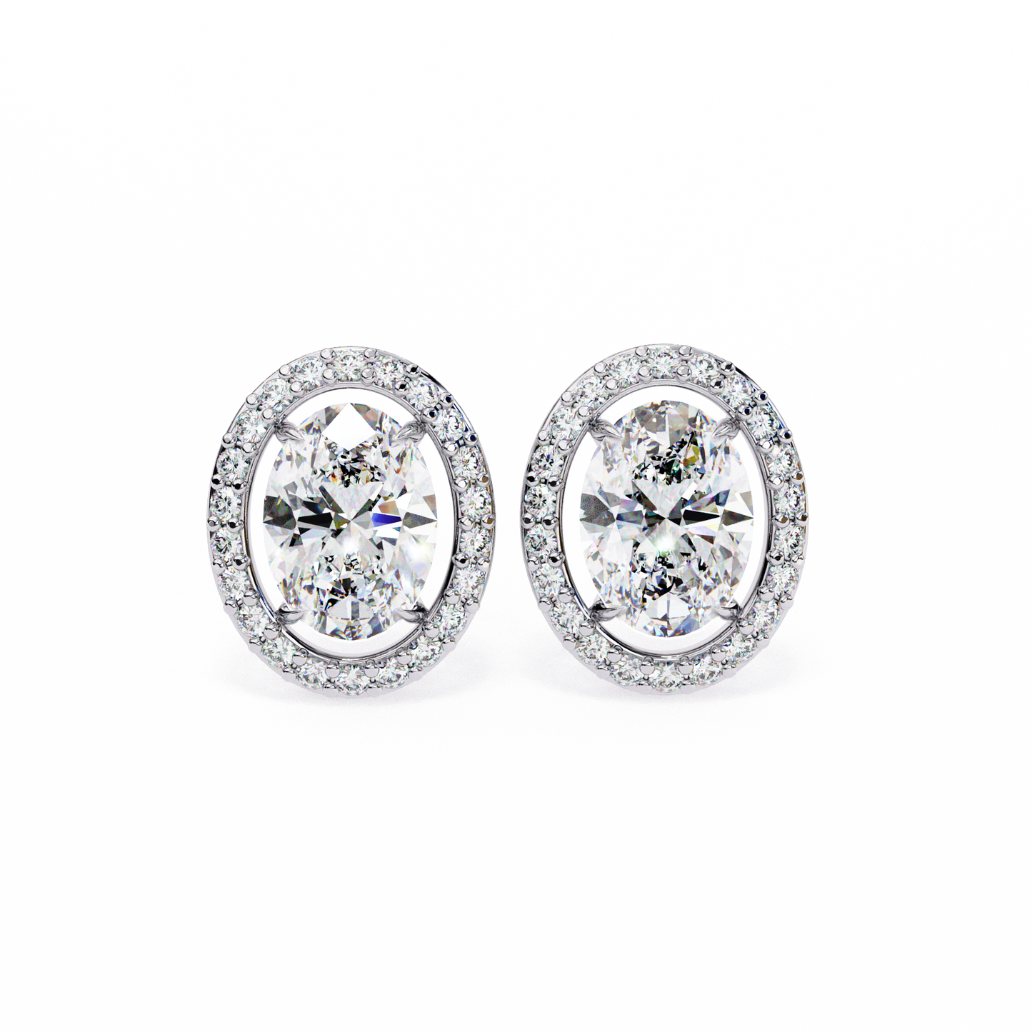 elysia oval halo lab grown diamond studs