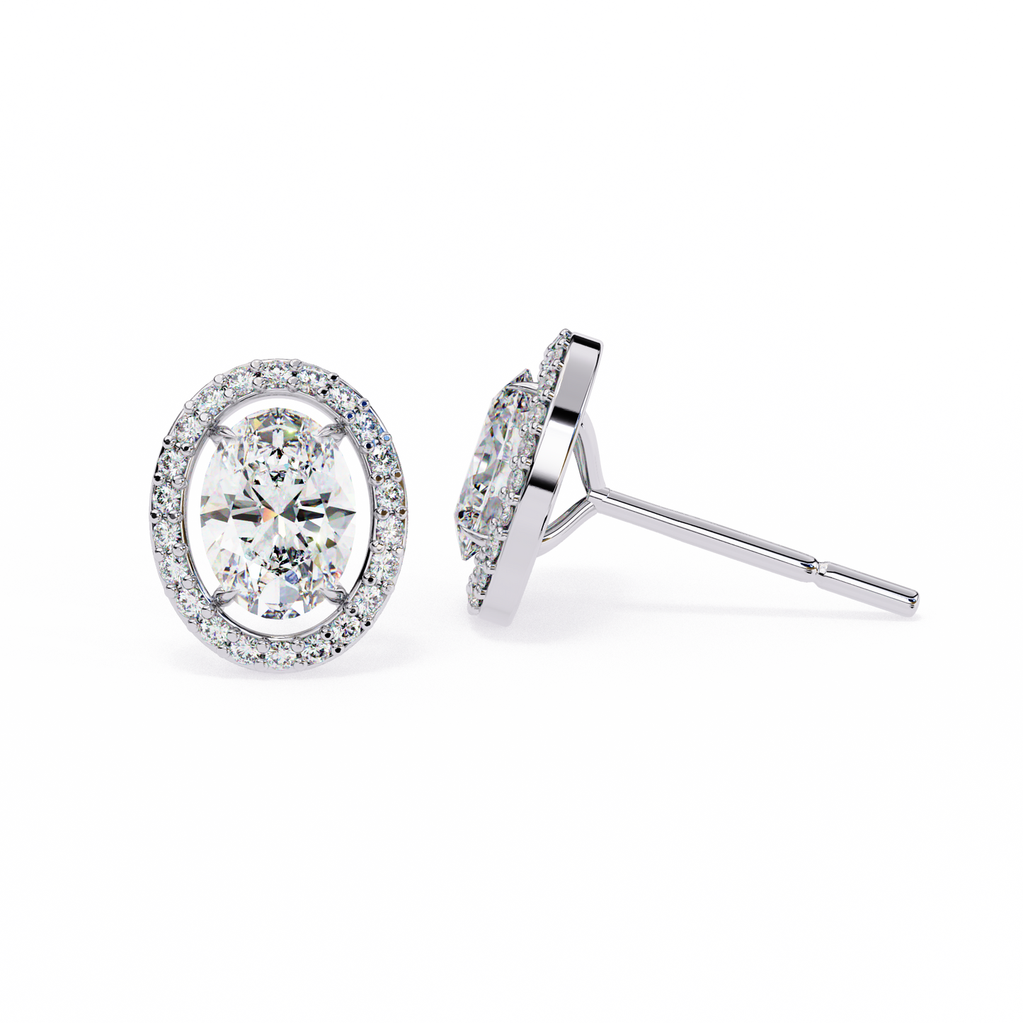 elysia oval halo lab grown diamond studs
