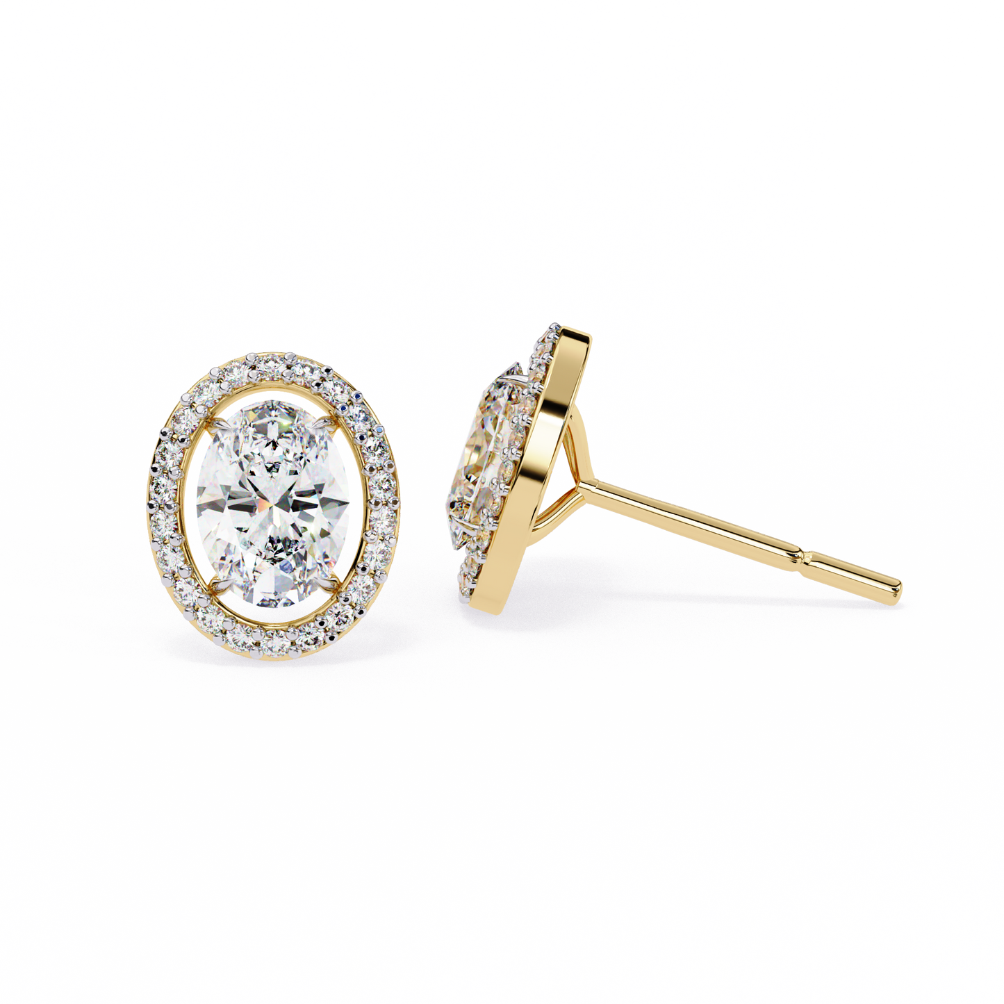 elysia oval halo lab grown diamond studs
