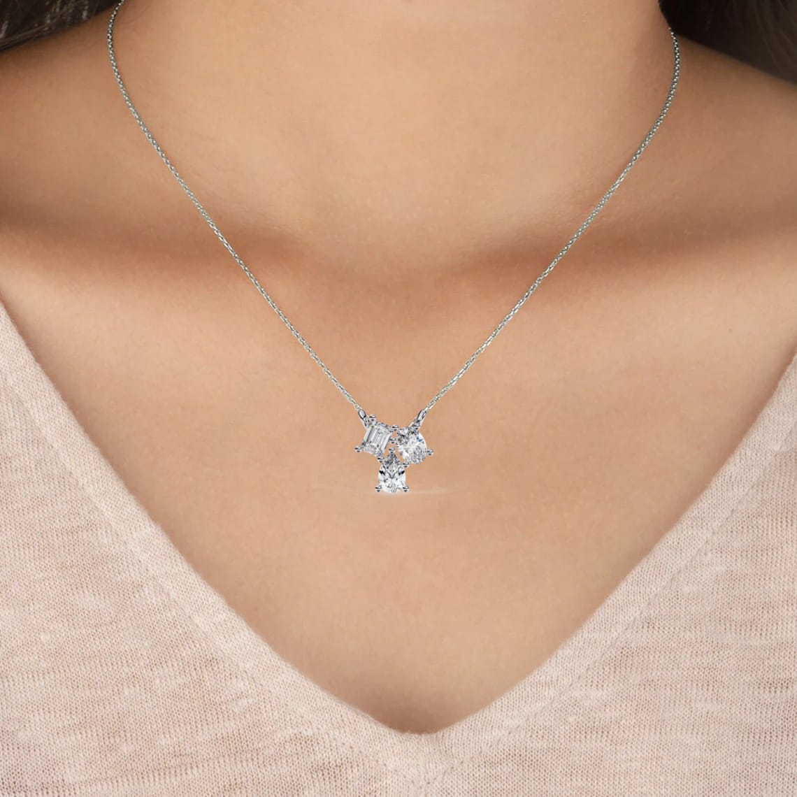 trio radiance lab grown diamond necklace