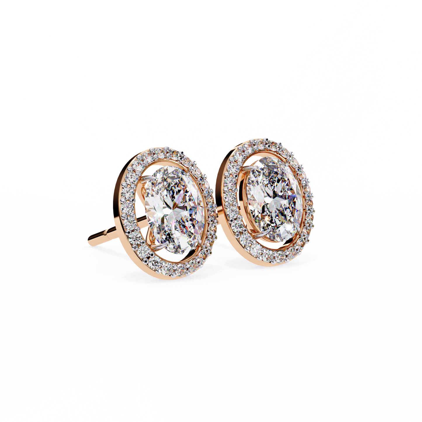 elysia oval halo lab grown diamond studs