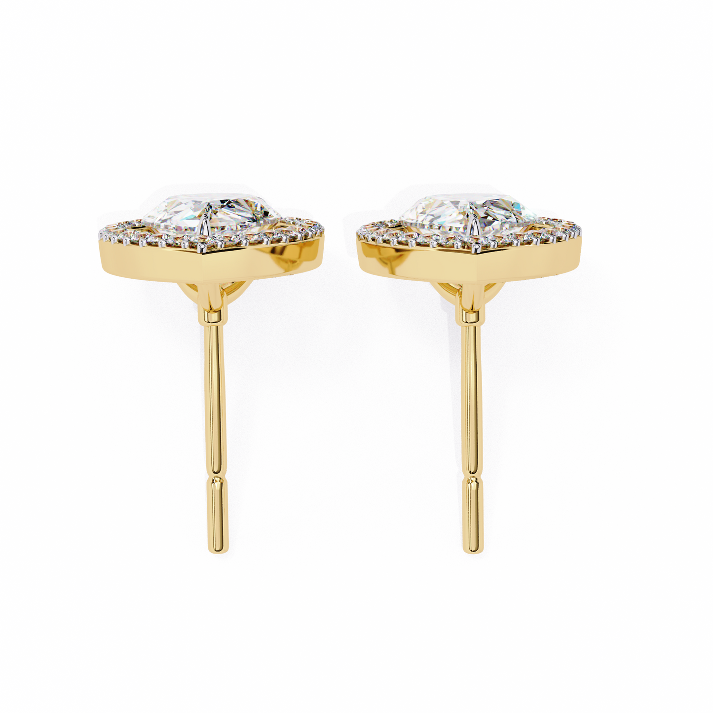 aurora pear halo lab grown diamond studs