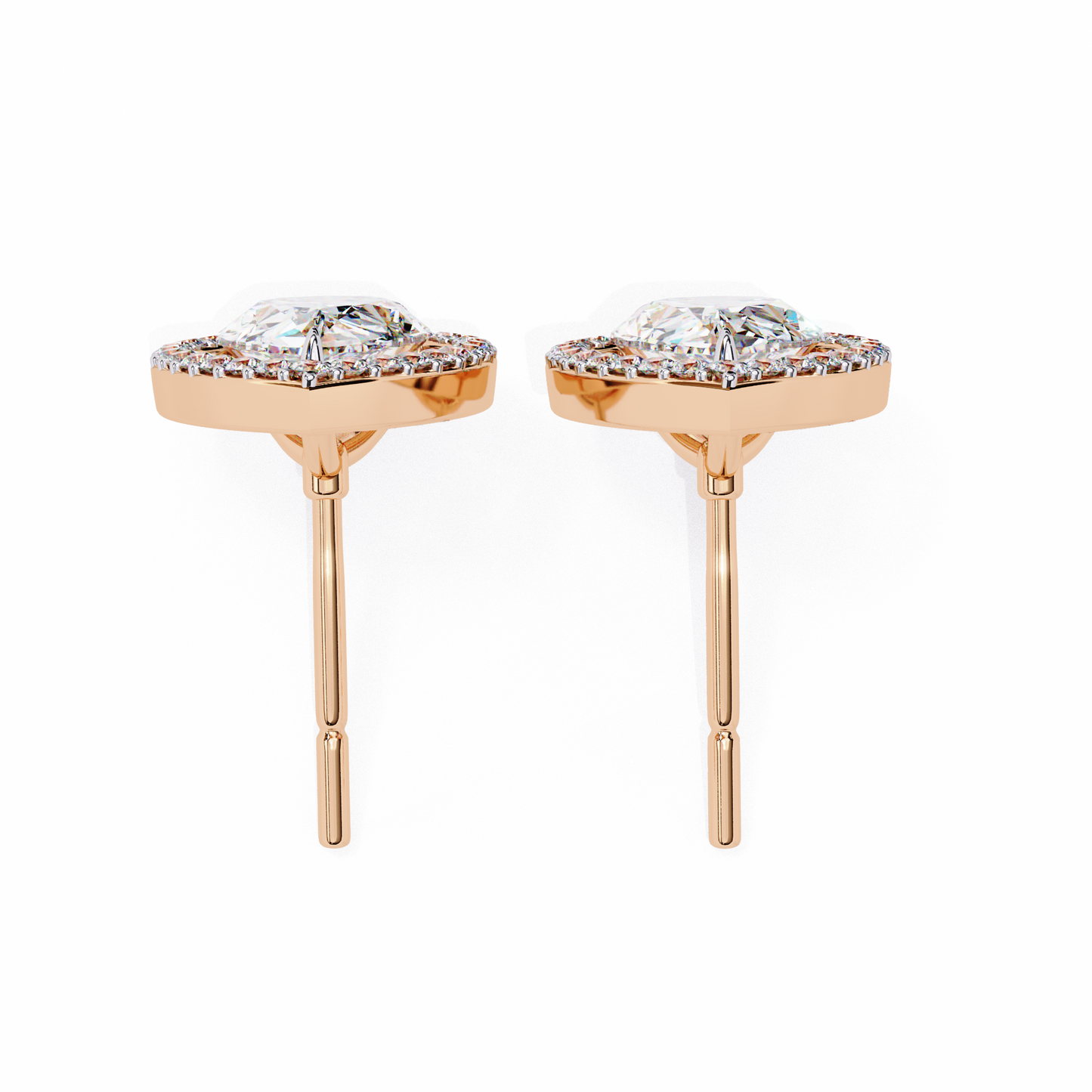 aurora pear halo lab grown diamond studs