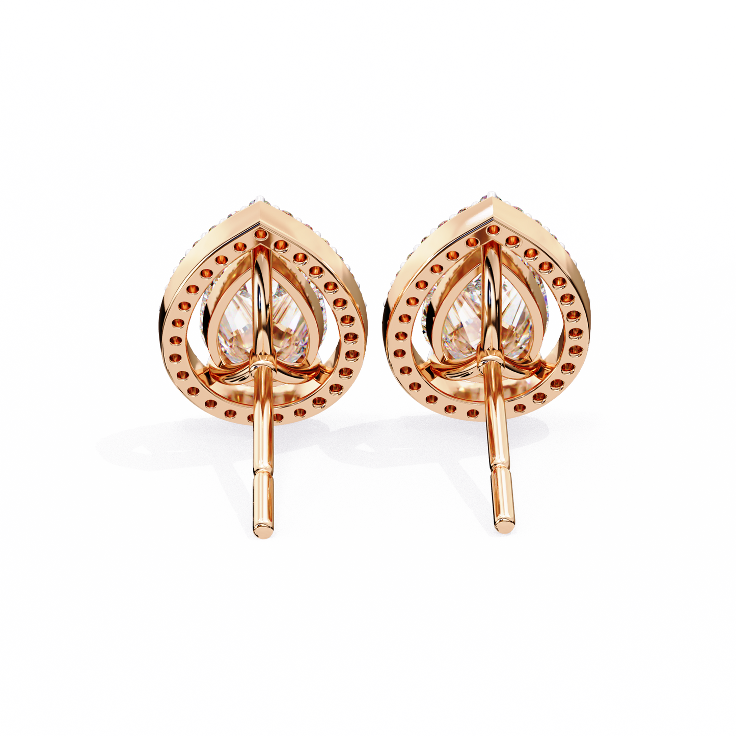 aurora pear halo lab grown diamond studs