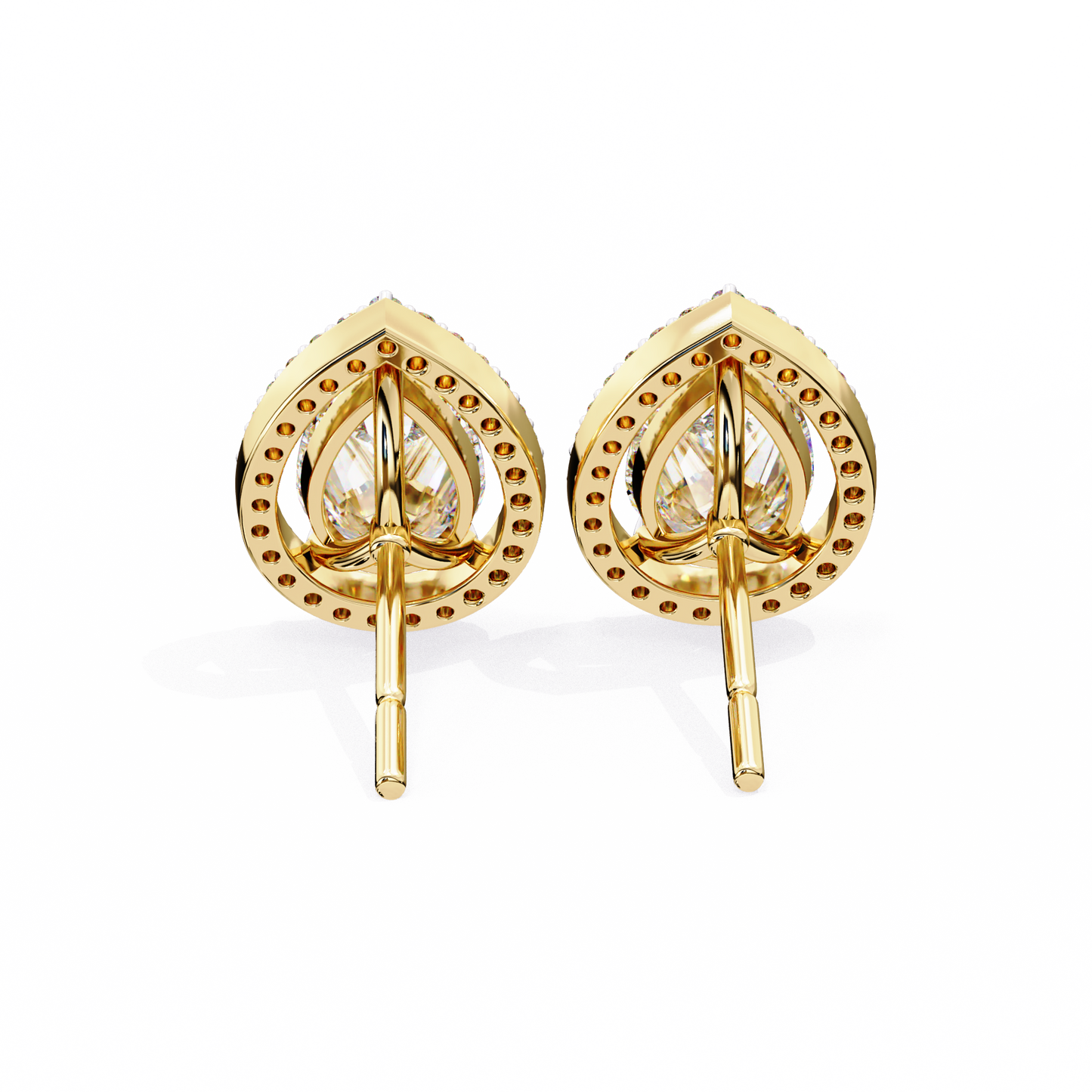 aurora pear halo lab grown diamond studs