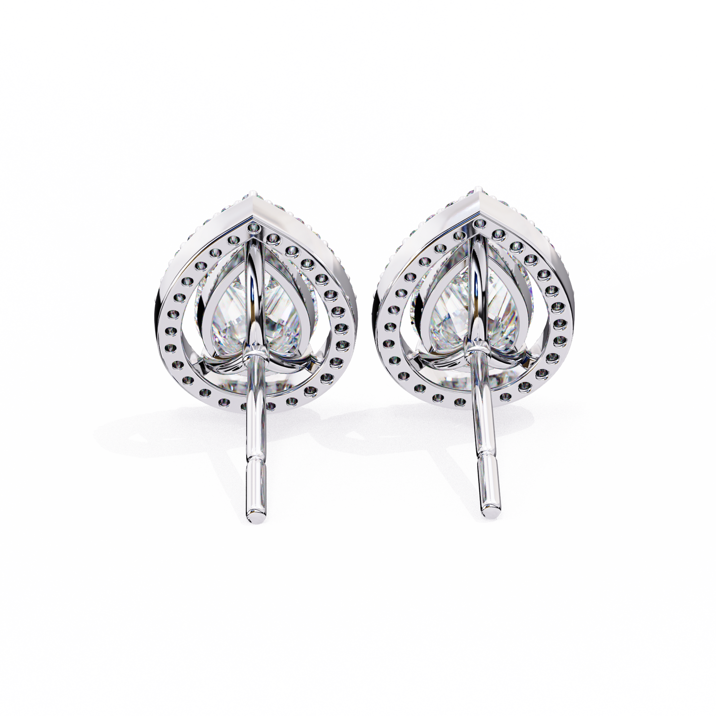 aurora pear halo lab grown diamond studs