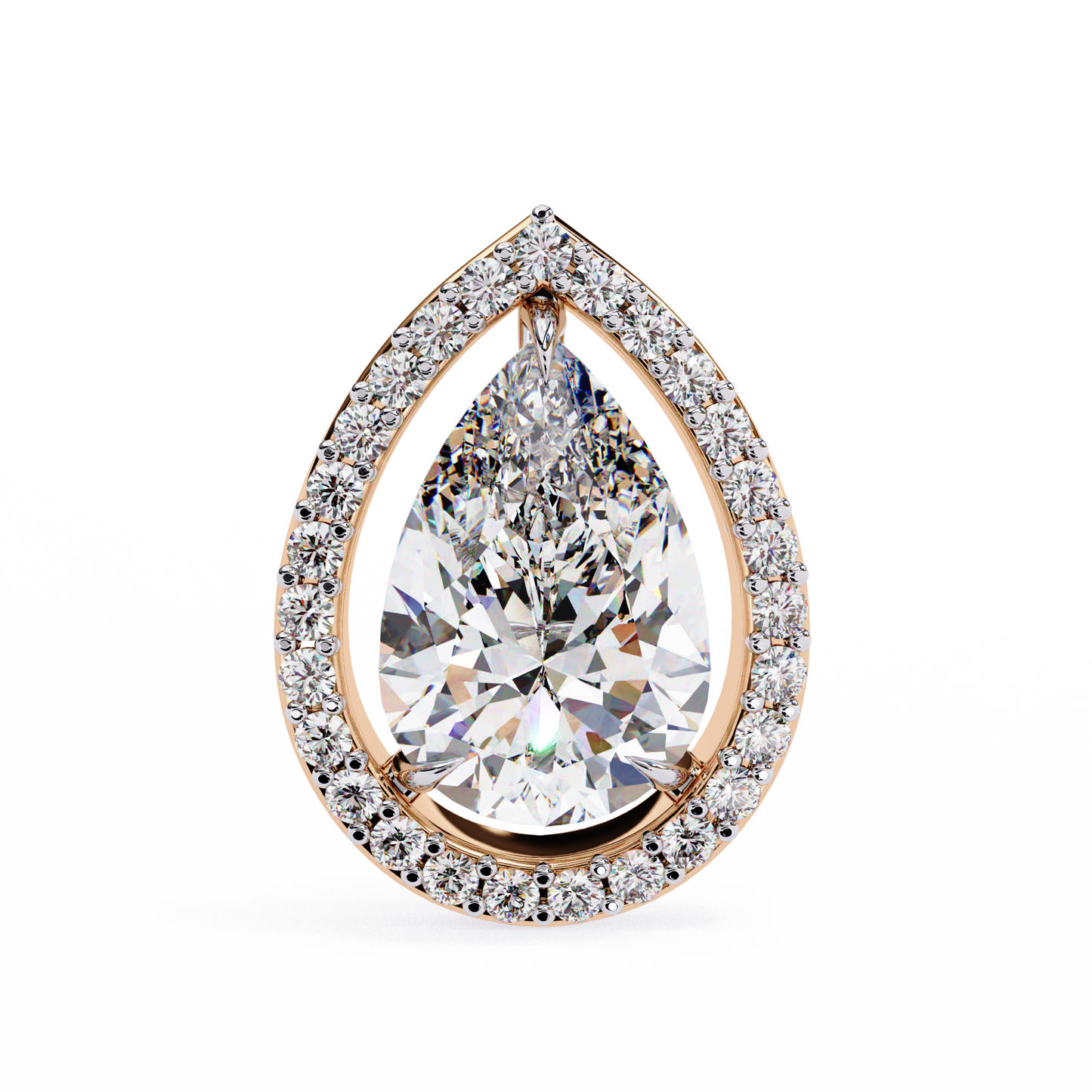 aurora pear halo lab grown diamond studs