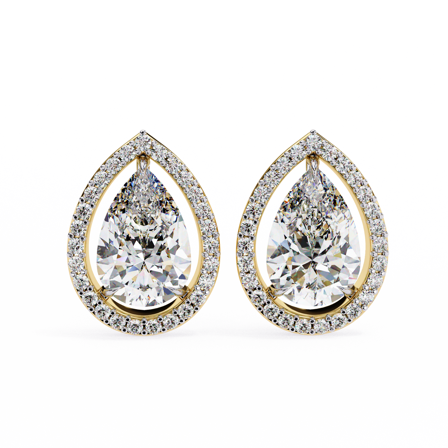aurora pear halo lab grown diamond studs