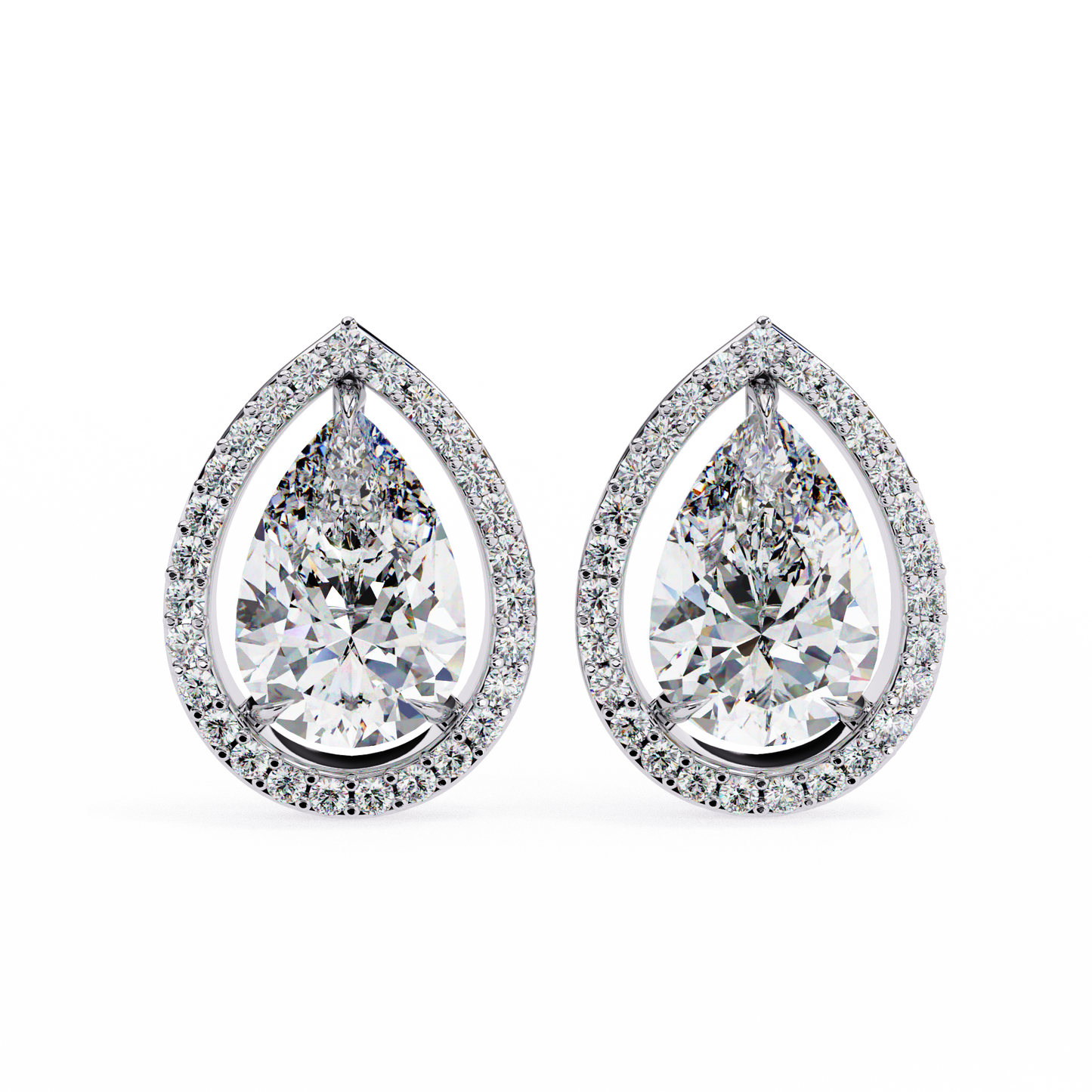 aurora pear halo lab grown diamond studs
