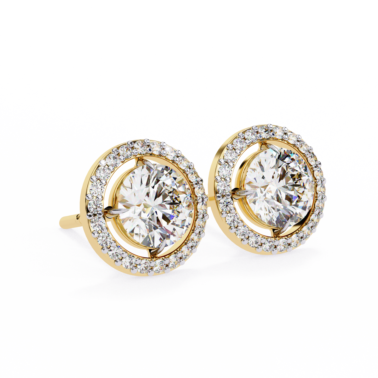 stellar floating halo lab grown diamond studs