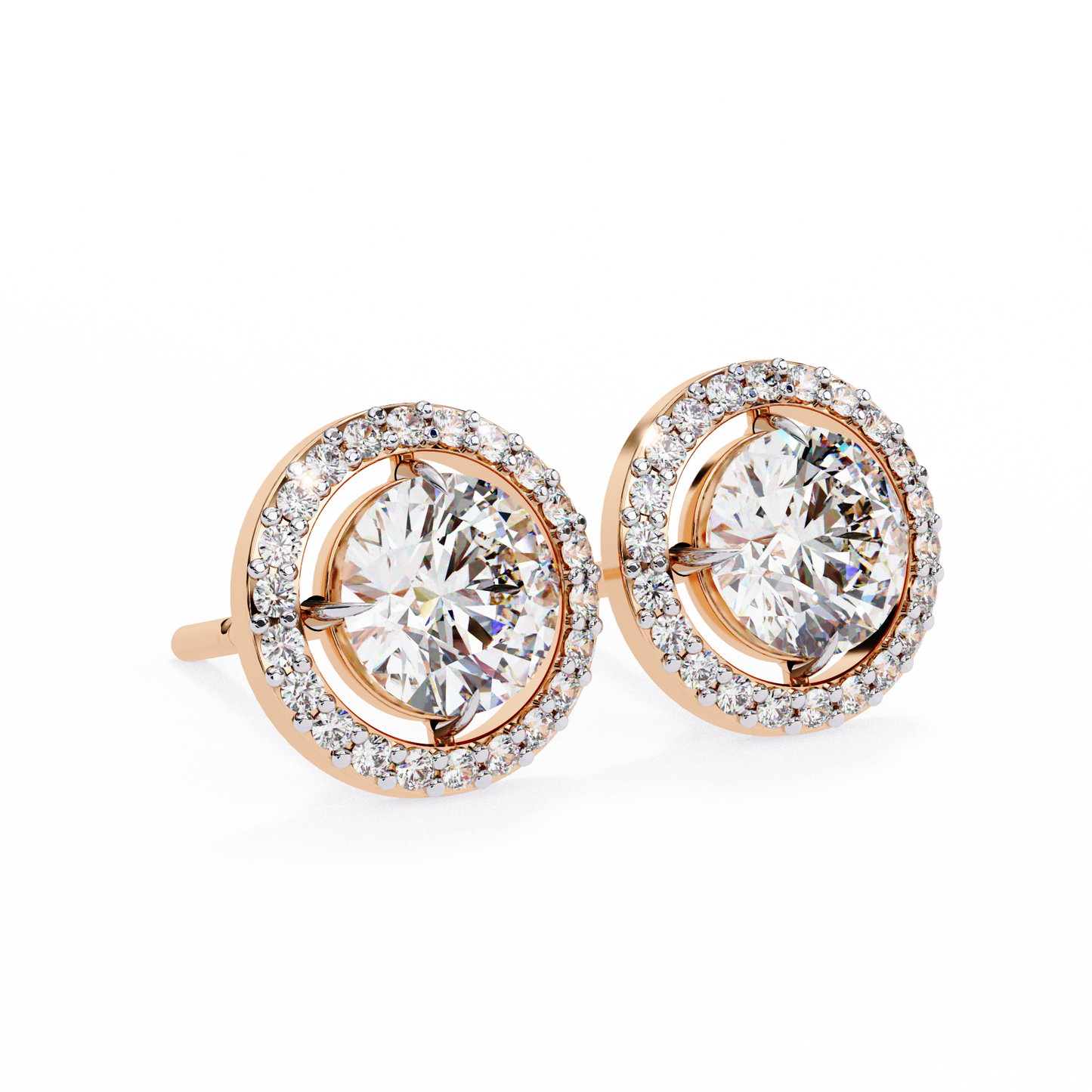 stellar floating halo lab grown diamond studs