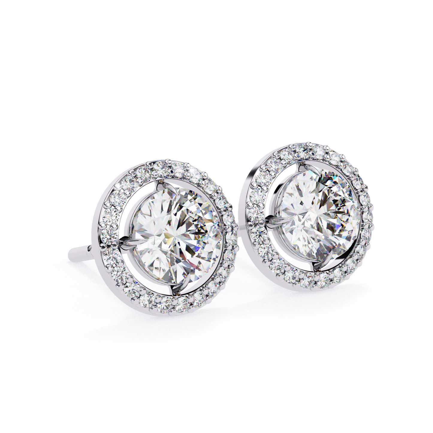 stellar floating halo lab grown diamond studs