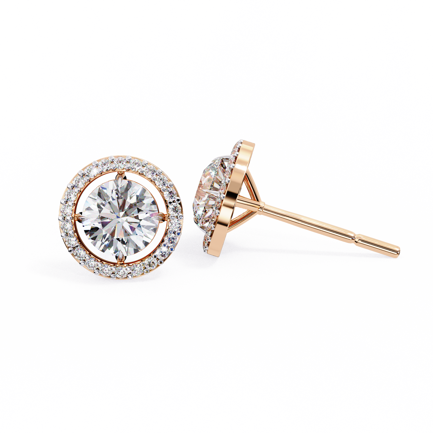 stellar floating halo lab grown diamond studs