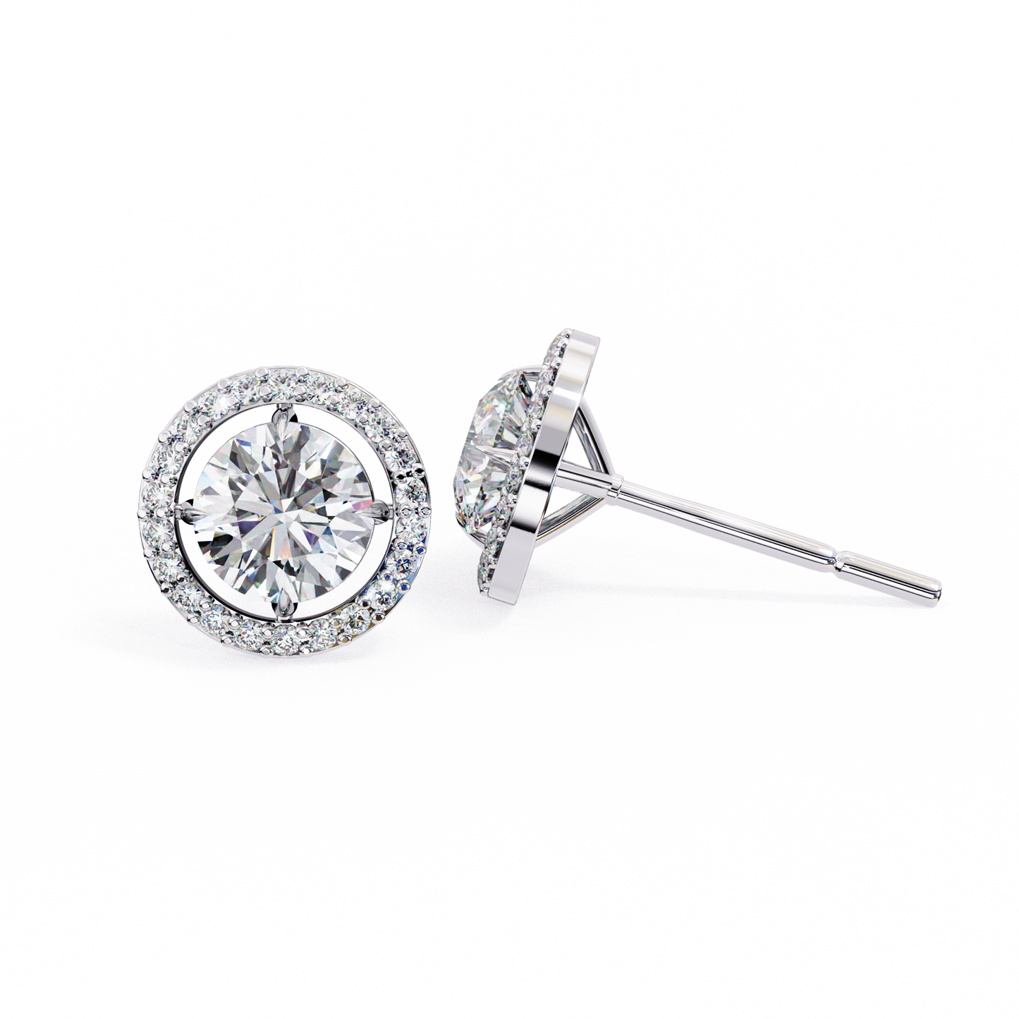 stellar floating halo lab grown diamond studs