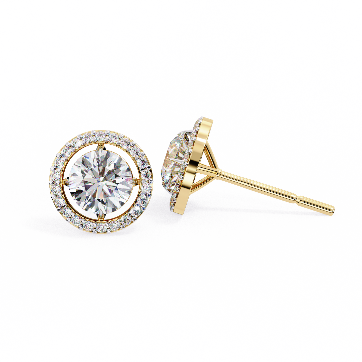 stellar floating halo lab grown diamond studs