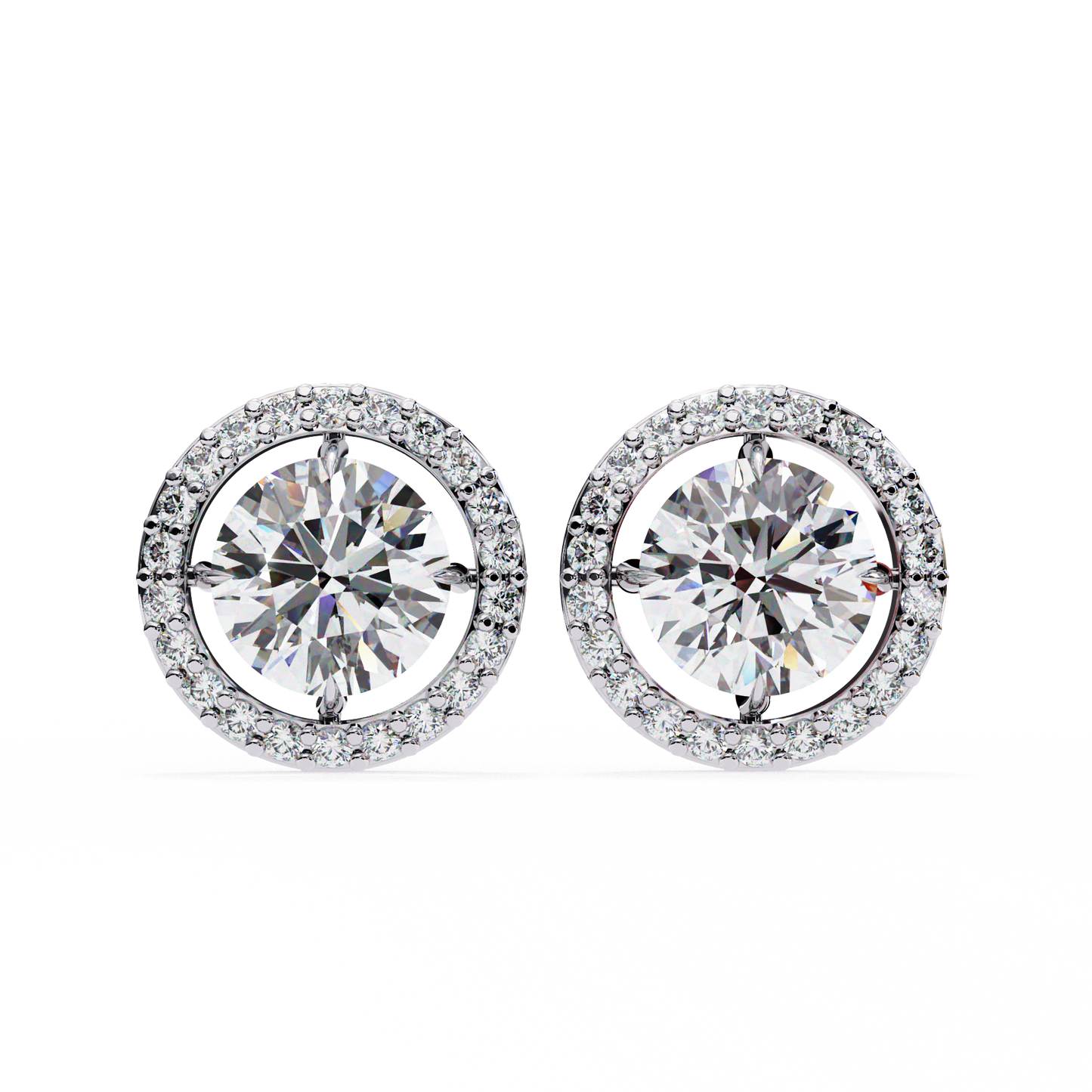 stellar floating halo lab grown diamond studs