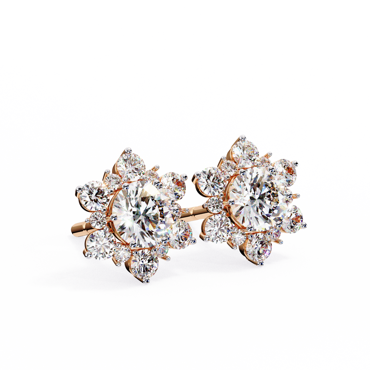 blossom cluster lab grown diamond studs