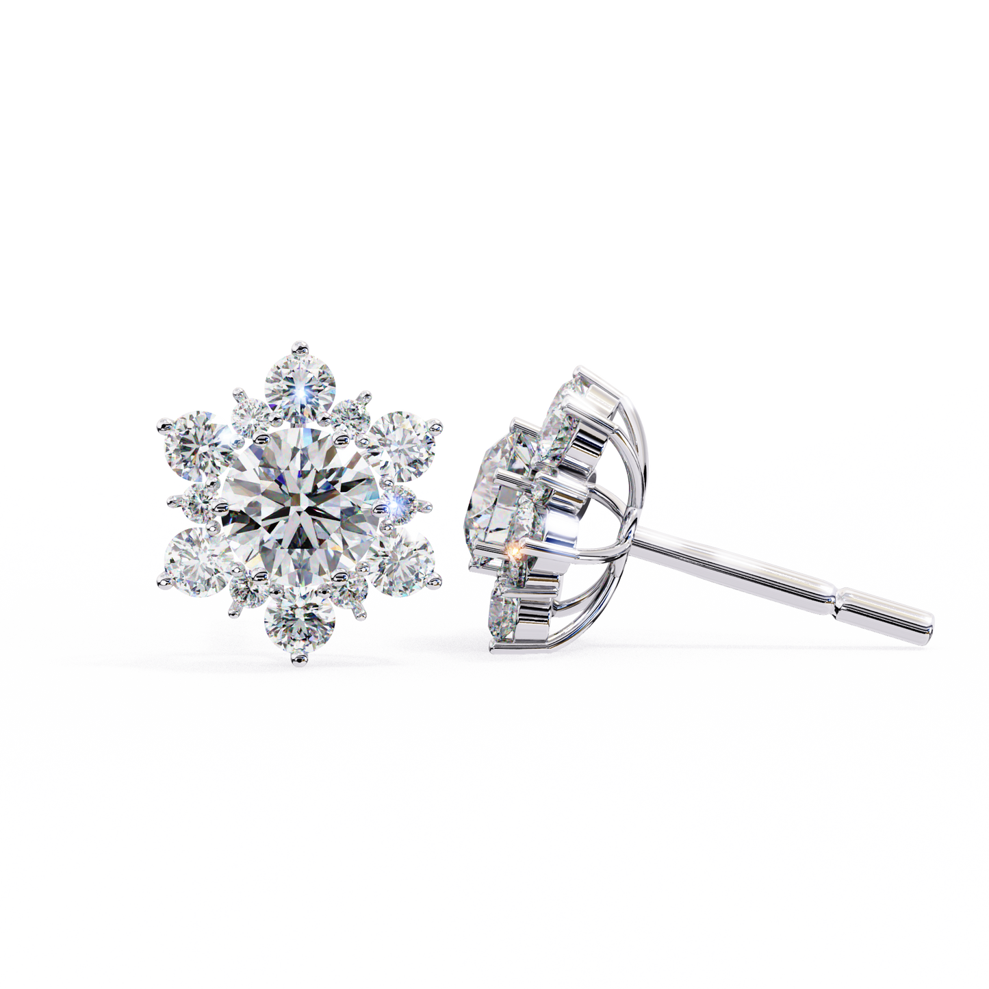 blossom cluster lab grown diamond studs
