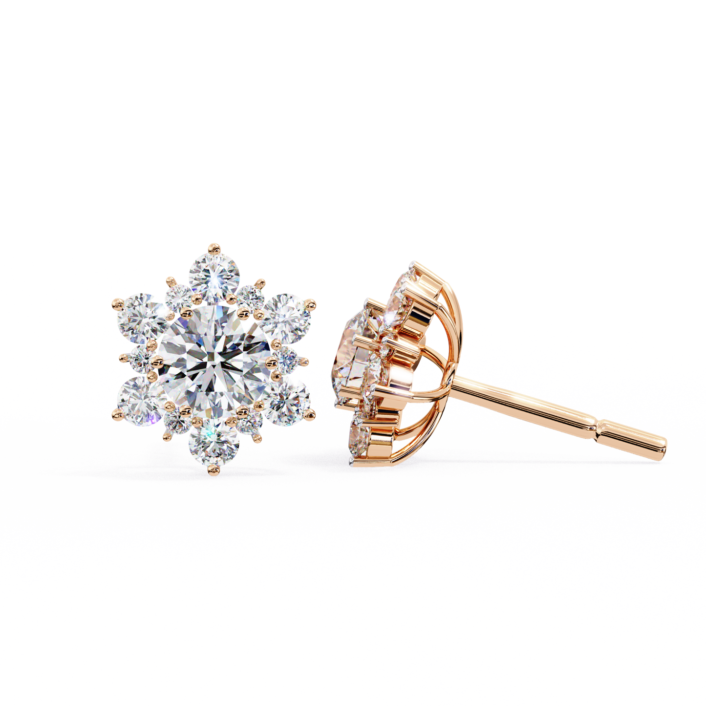 blossom cluster lab grown diamond studs