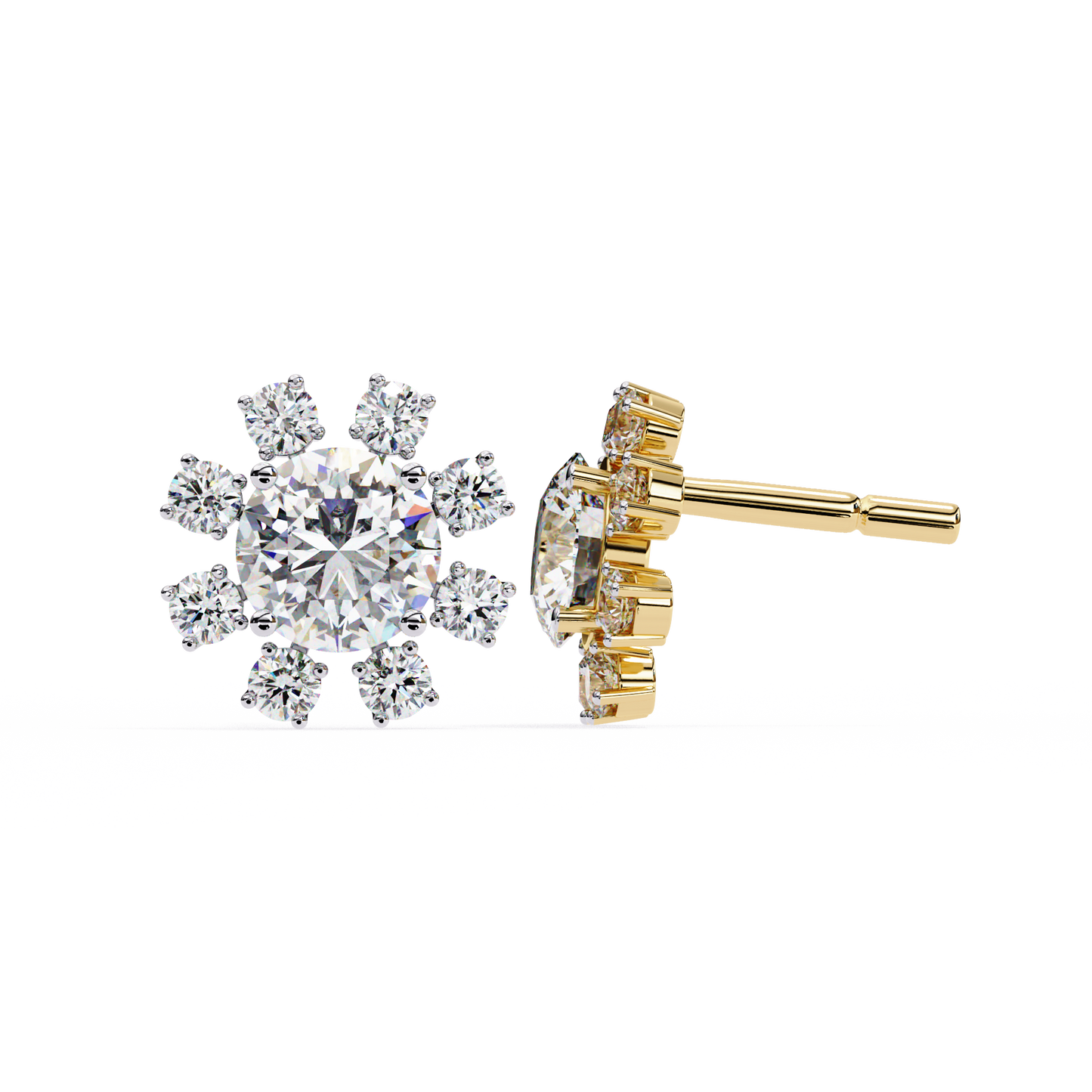 solara sunburst lab grown diamond studs