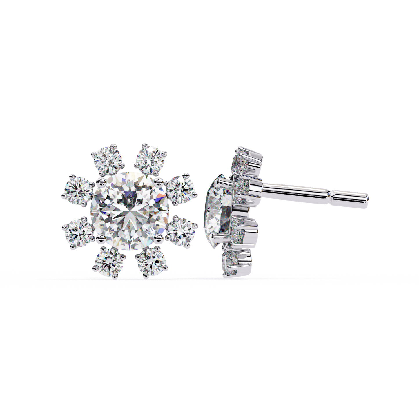 solara sunburst lab grown diamond studs