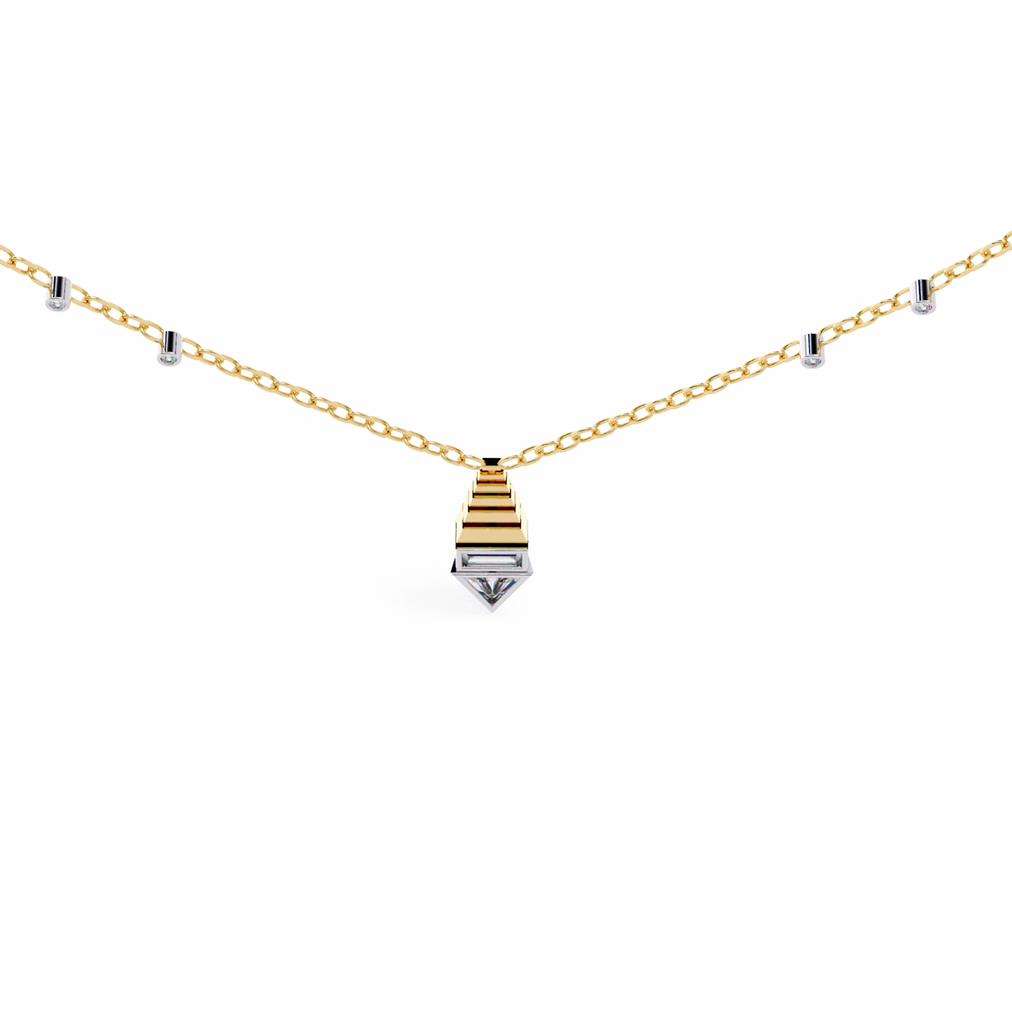 pyramid prism lab grown diamond pendant