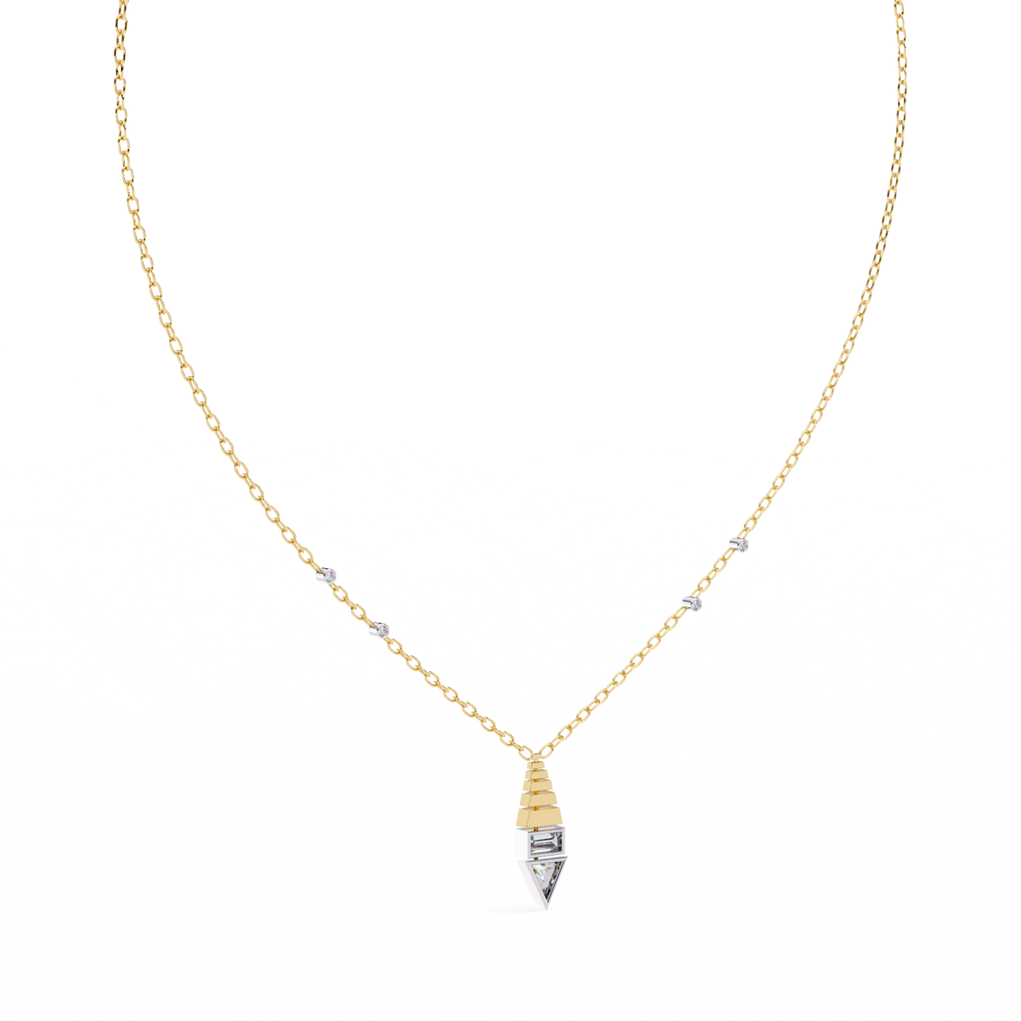 pyramid prism lab grown diamond pendant