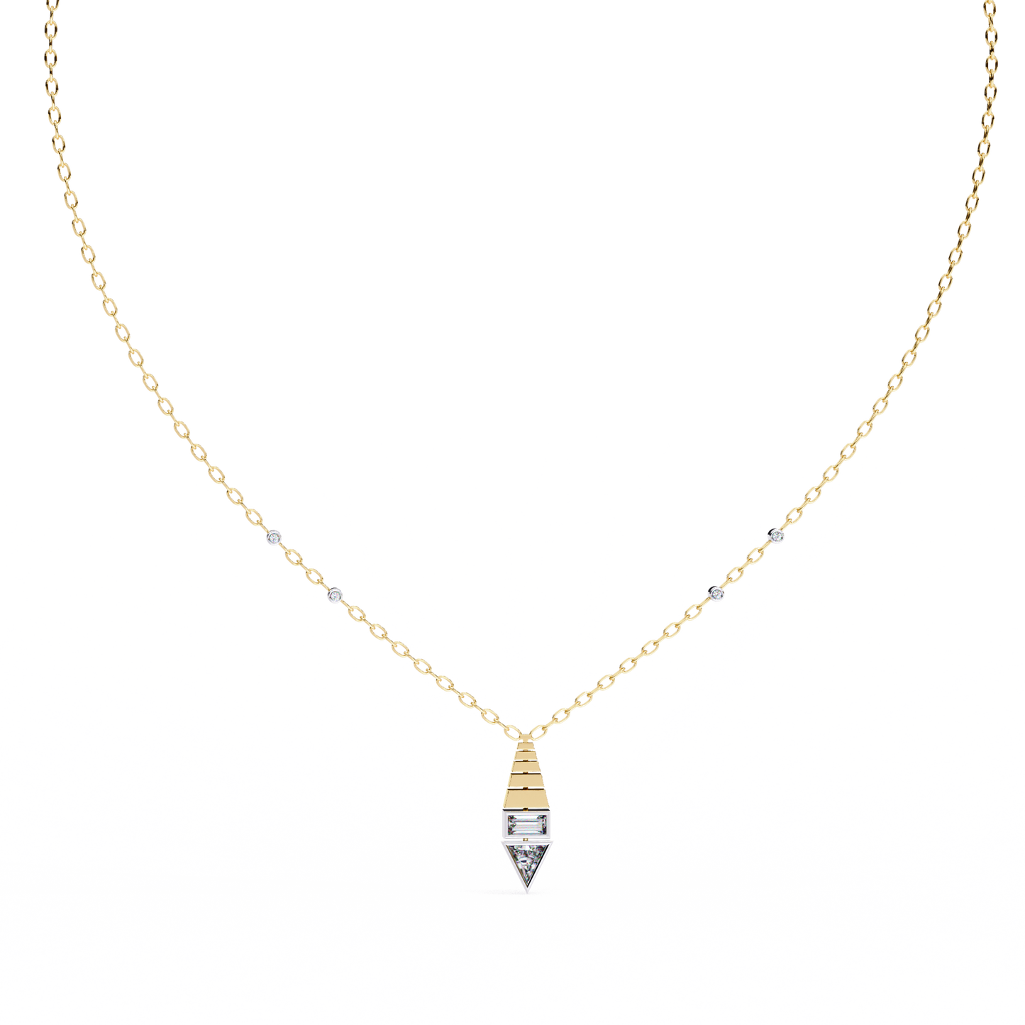 pyramid prism lab grown diamond pendant