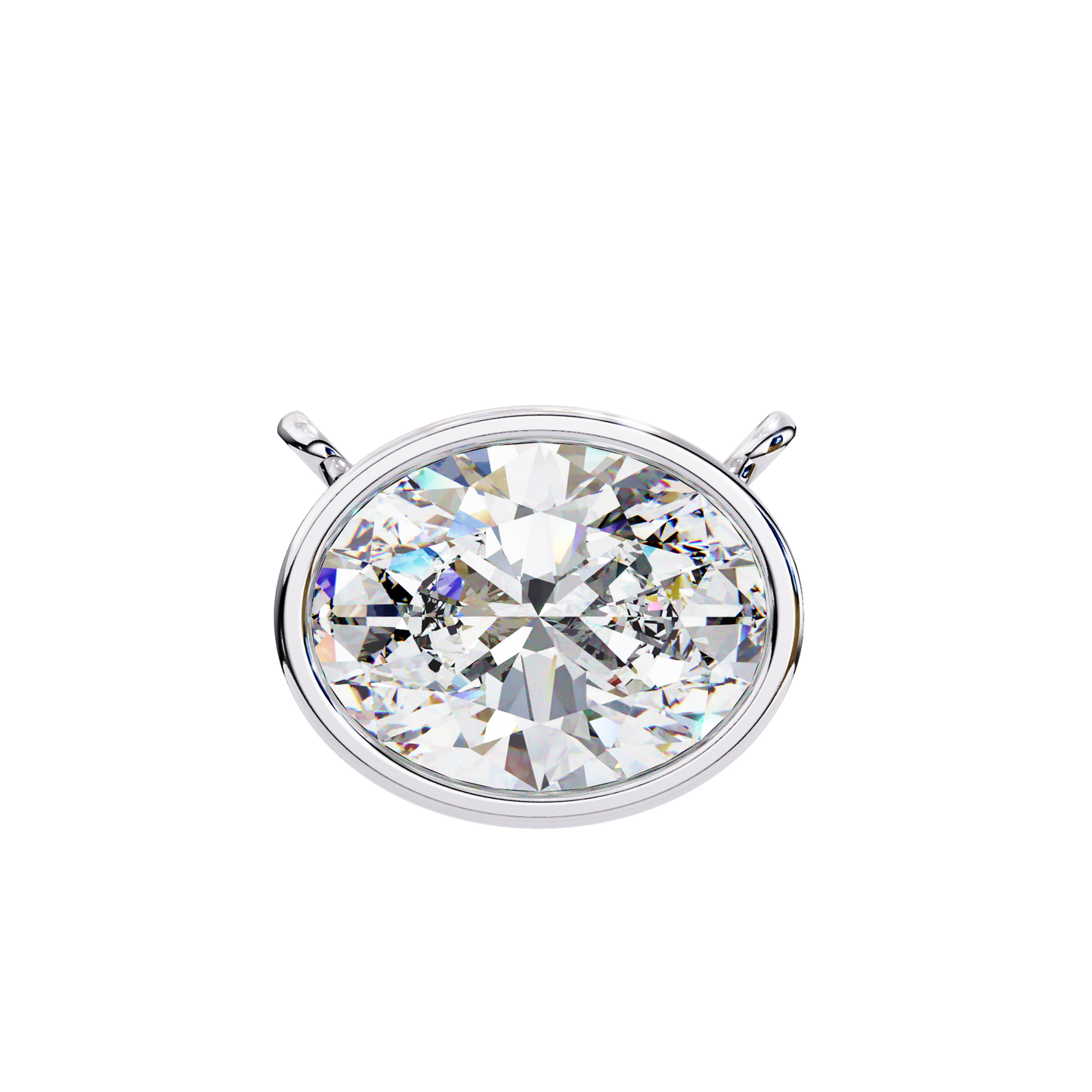 ella oval bezel solitaire lab grown diamond necklace