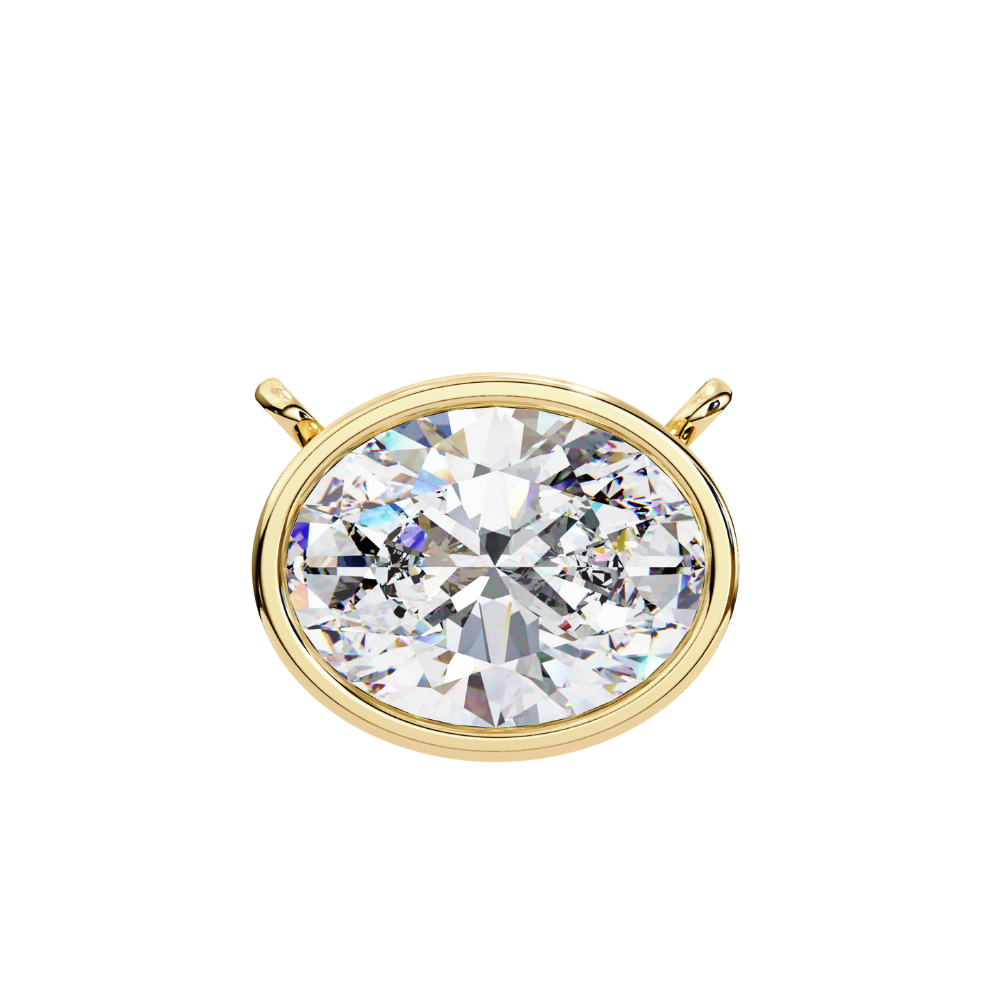 ella oval bezel solitaire lab grown diamond necklace