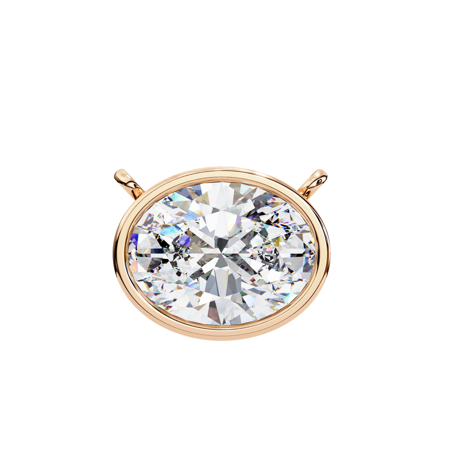 ella oval bezel solitaire lab grown diamond necklace