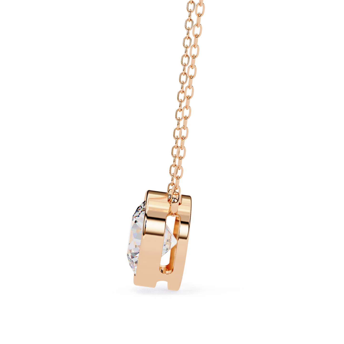 aurora bezel solitaire lab grown diamond necklace