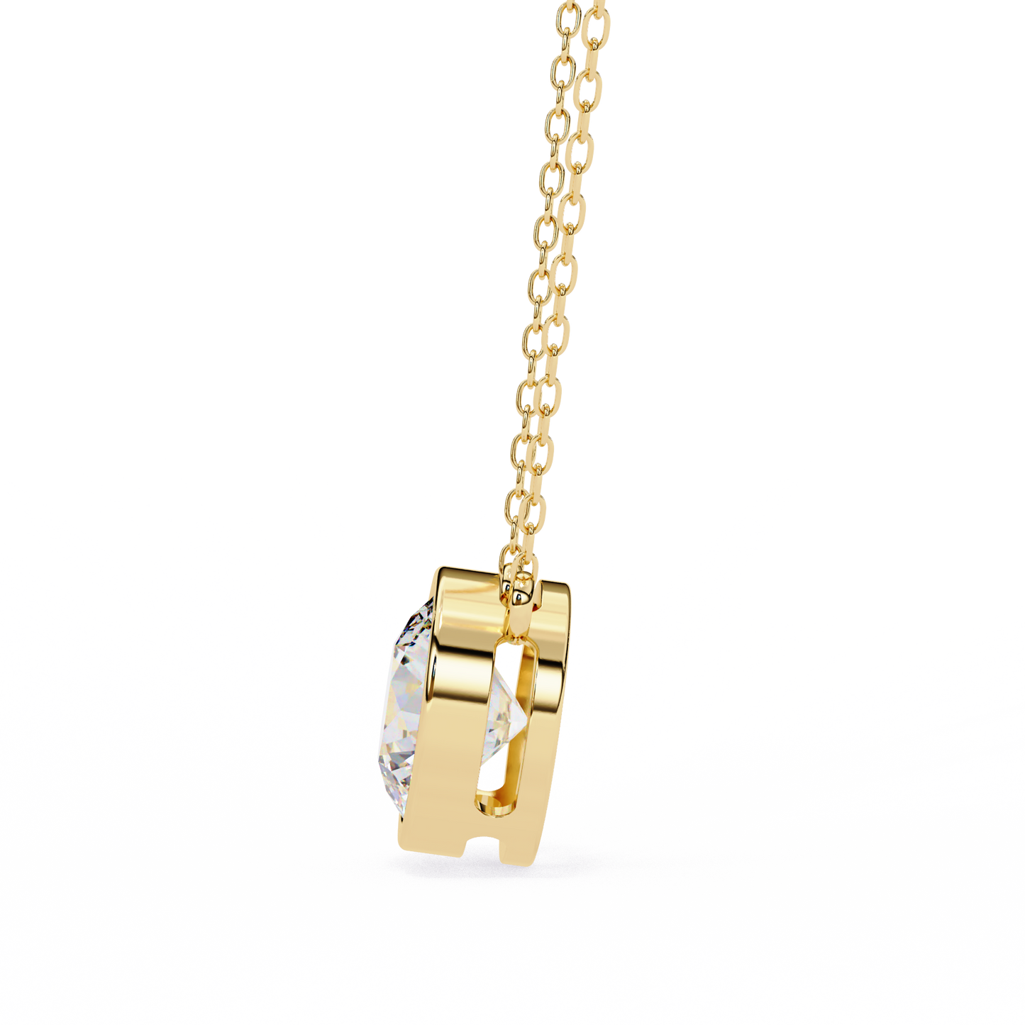 aurora bezel solitaire lab grown diamond necklace
