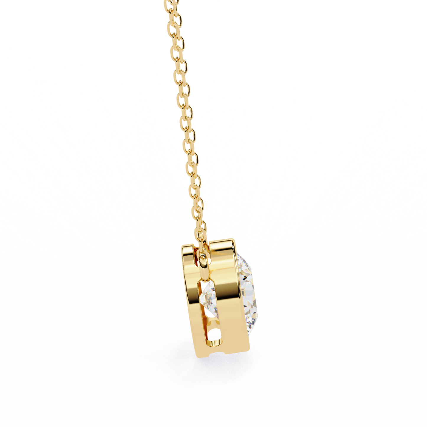 aurora bezel solitaire lab grown diamond necklace
