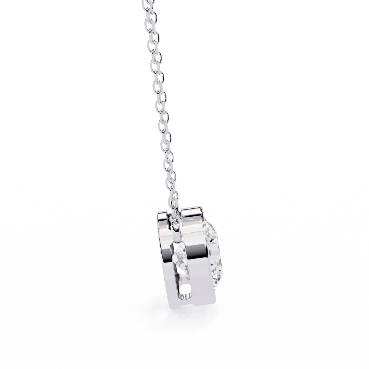 aurora bezel solitaire lab grown diamond necklace