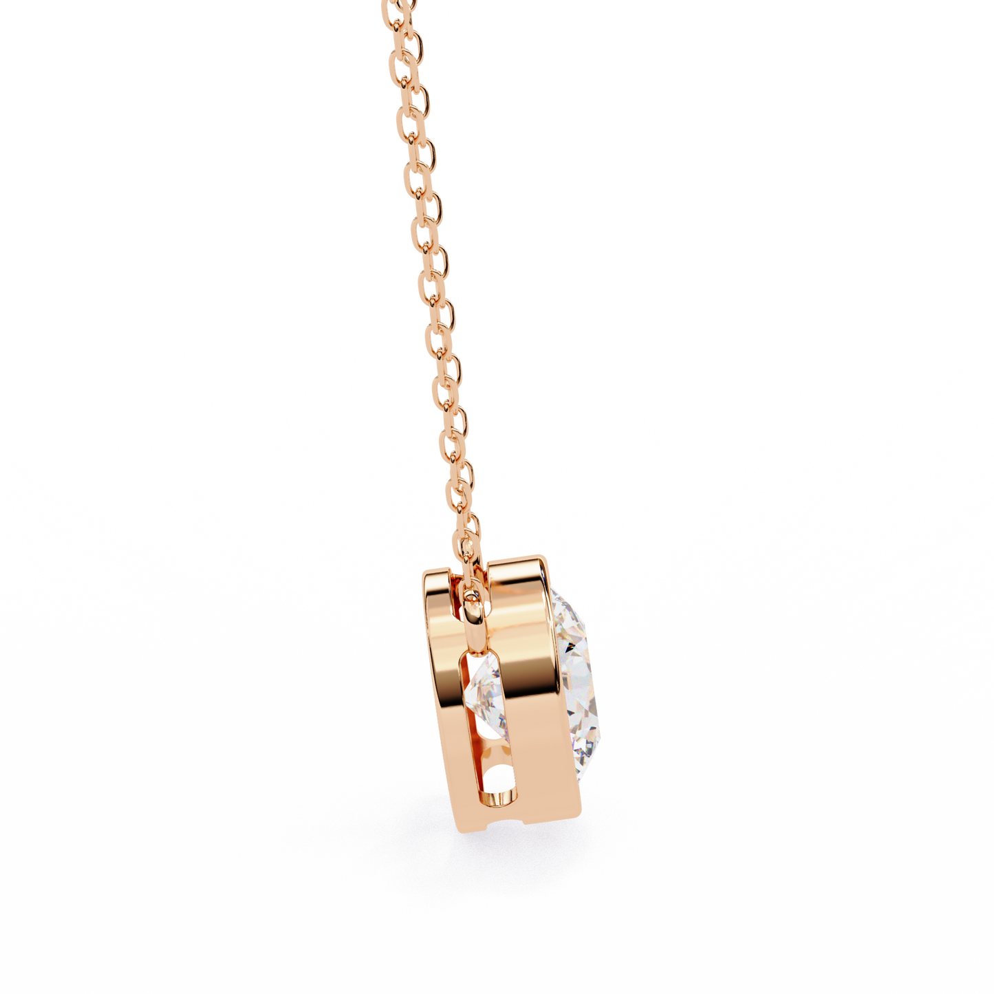 aurora bezel solitaire lab grown diamond necklace