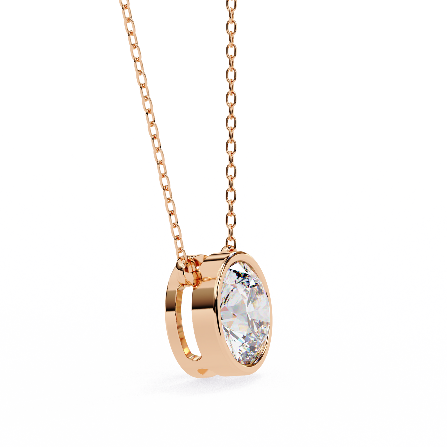 aurora bezel solitaire lab grown diamond necklace