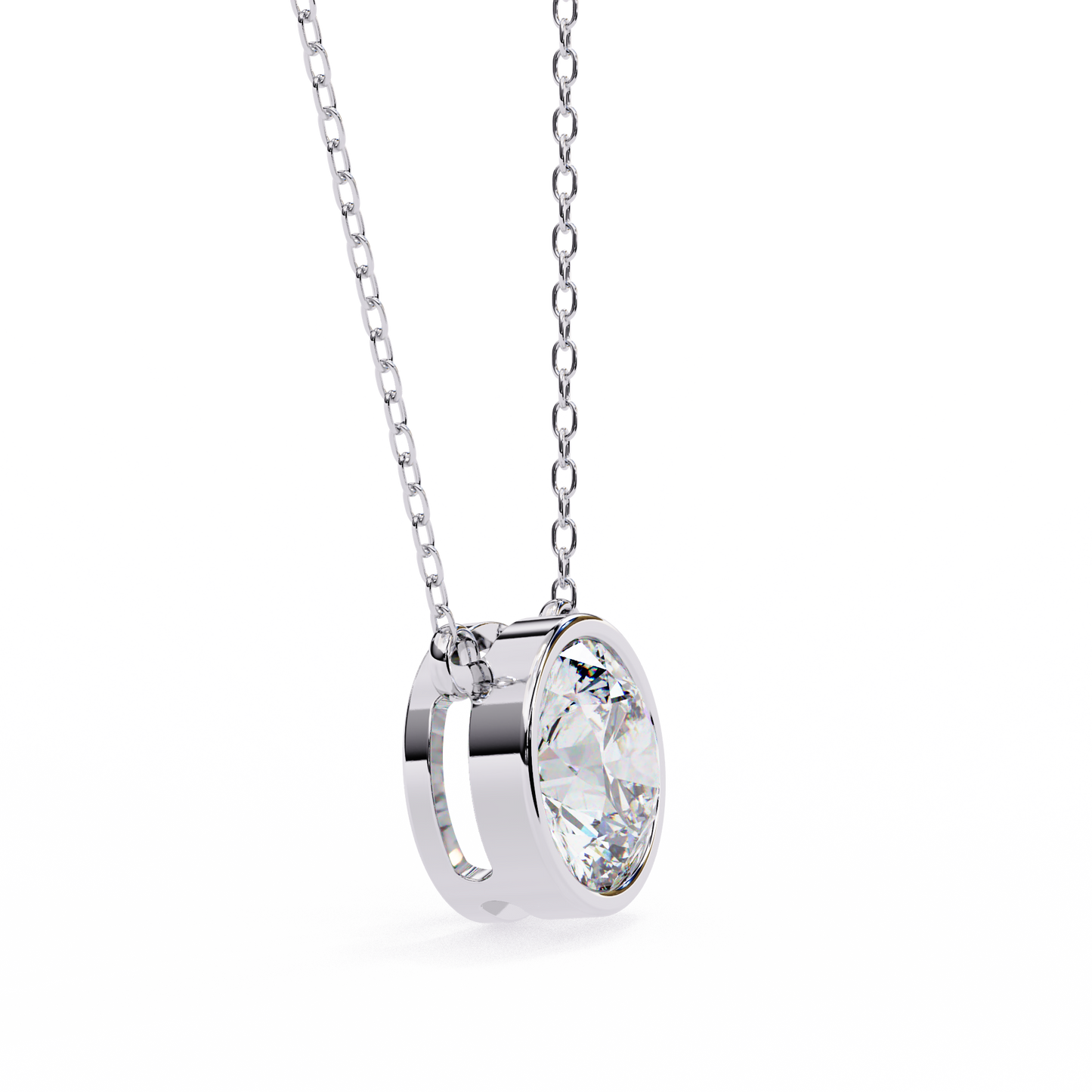 aurora bezel solitaire lab grown diamond necklace