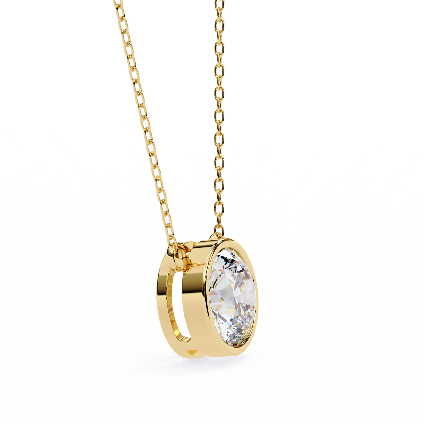 aurora bezel solitaire lab grown diamond necklace